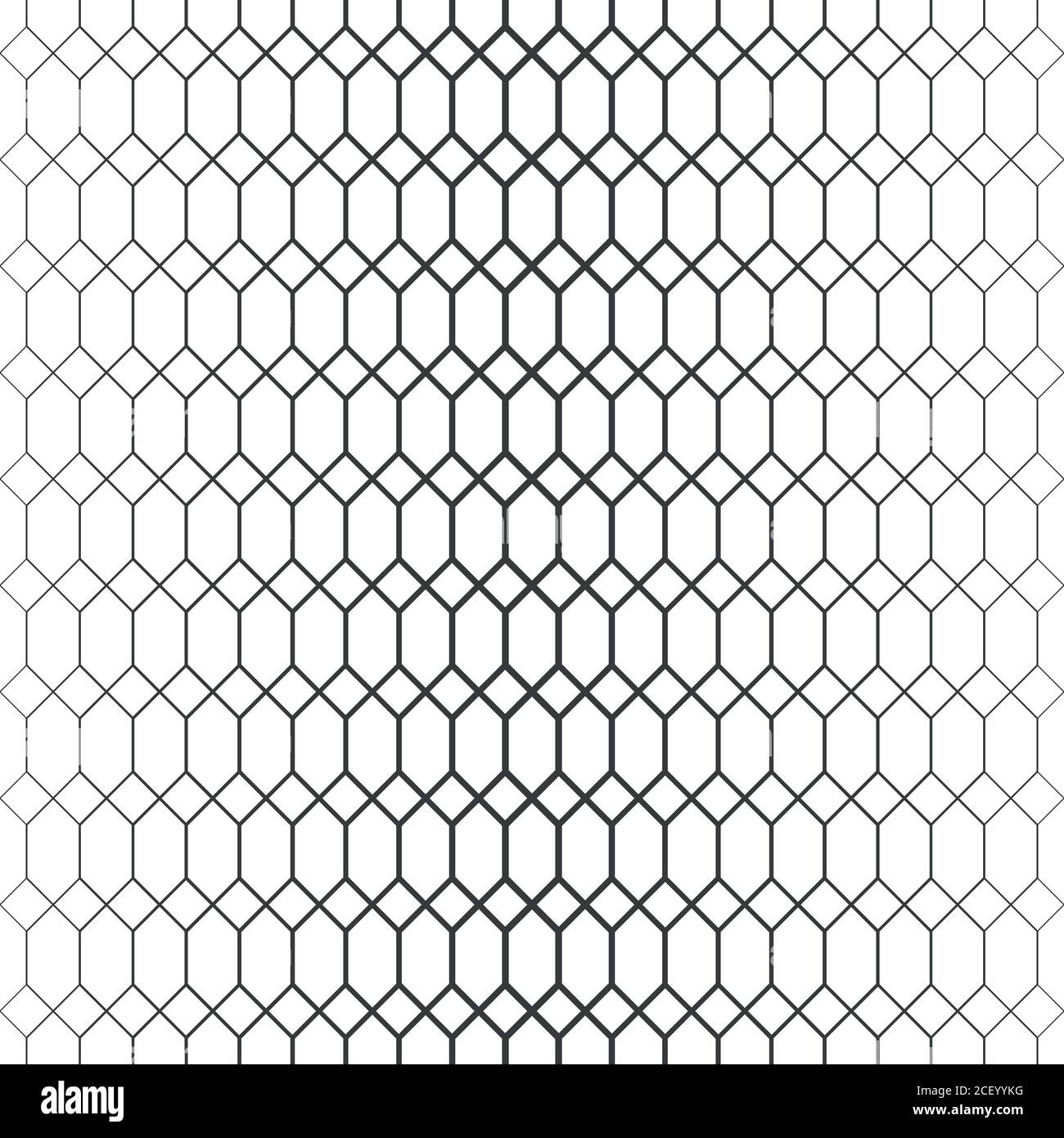 Vector seamless pattern. Abstract halftone background. Modern stylish texture. Repeating intersecting hexagons, rhombuses with decreasing contour thic Stock Vector