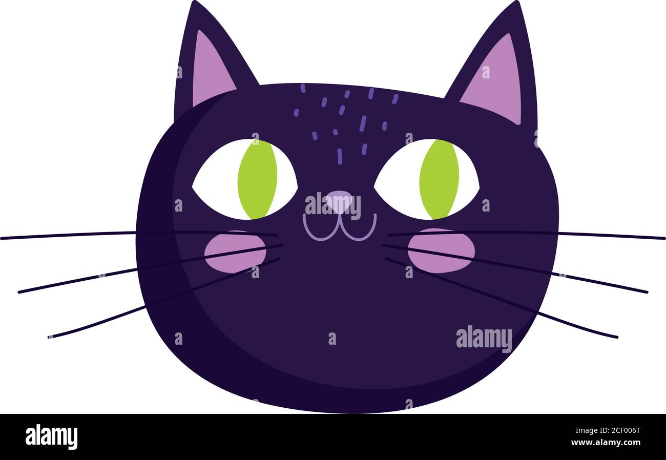 black cat head feline cartoon animal isolated icon vector illustration ...