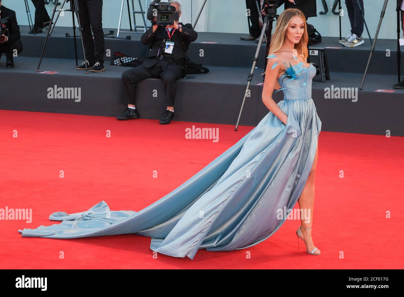 Palazzo del Cinema, Lido, Venice, Italy. 2nd Sep, 2020. Erika Aurora poses on the red carpet at Opening Ceremony. Picture by Credit: Julie Edwards/Alamy Live News Stock Photo