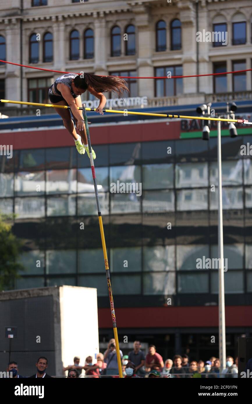 Lausanne, Switzerland. 02nd Sep, 2020. LAUSANNE, SWITZERLAND - SEP 02: Robeilys PEINADO of Venezuela competing in the Pole Vault Athletissima Lausanne City Event counting for the Diamond League 2020 at the Place de l'Europe in Lausanne Credit: Mickael Chavet/Alamy Live News Stock Photo