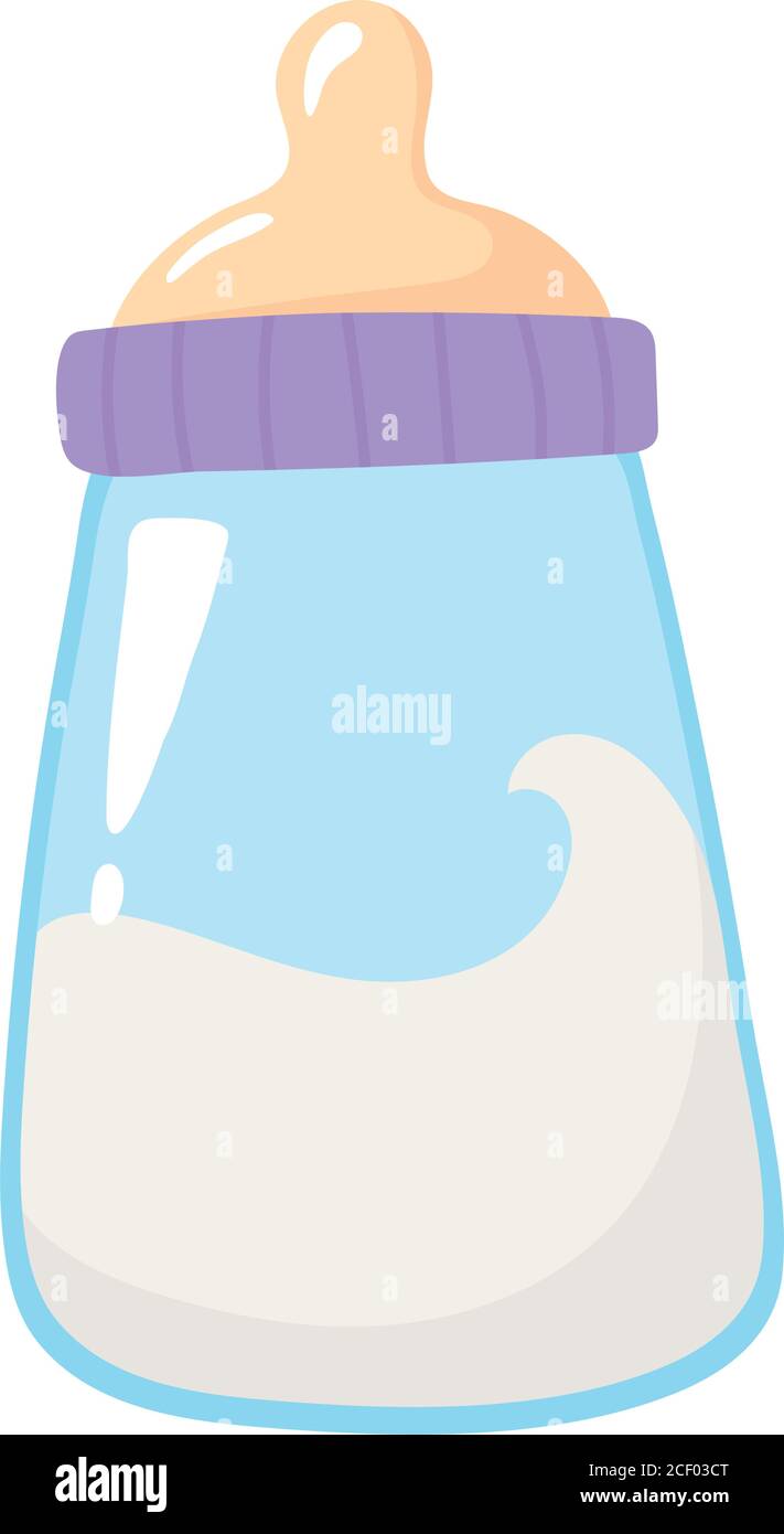 baby shower, milk bottle feeding icon, newborn vector