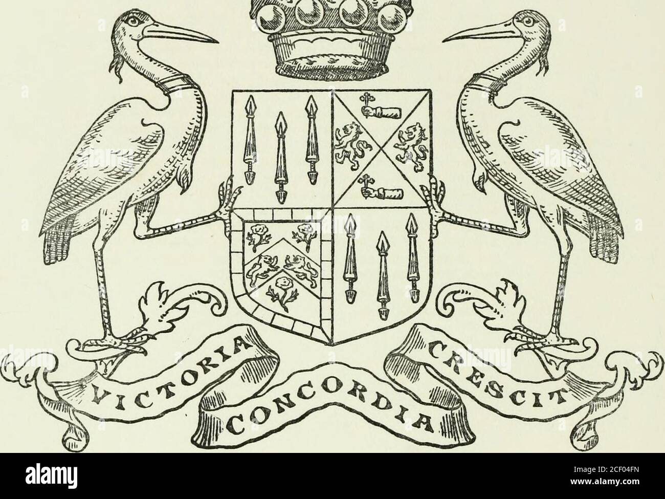 . Visitation of England and Wales. ^^ ?-v&gt;XJcts- - ^wS^- . ^P:^^^!^ ri^x:: ;^^^^gE!^^^^^m:tif^^!miKmm^:. AMHERST OF HACKNEY. Arms on record in the College of Arms.—Quarterly: ist and 4th, Gulesthree tilting spears two and one or headed argent, Amherst;2nd, Per saltire azure and or in fesse two lions rampant gulesin chief and in base a dexter arm fessewise couped at the elbowhabited of the third cuffed azure hand proper holding a cross-crosslet fitchee also of the third, Daniel ; 3rd, Or on a chevronazure between three marigolds slipped proper two lions passantrespecting each other of the fi Stock Photo