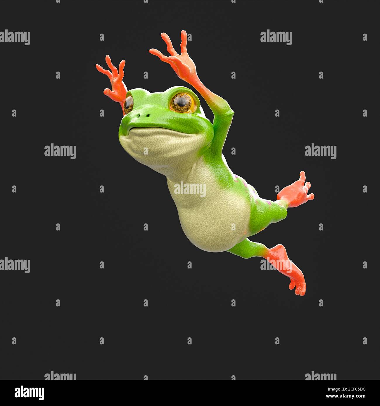 cute little frog is jumping isolated, 3d illustration Stock Photo - Alamy