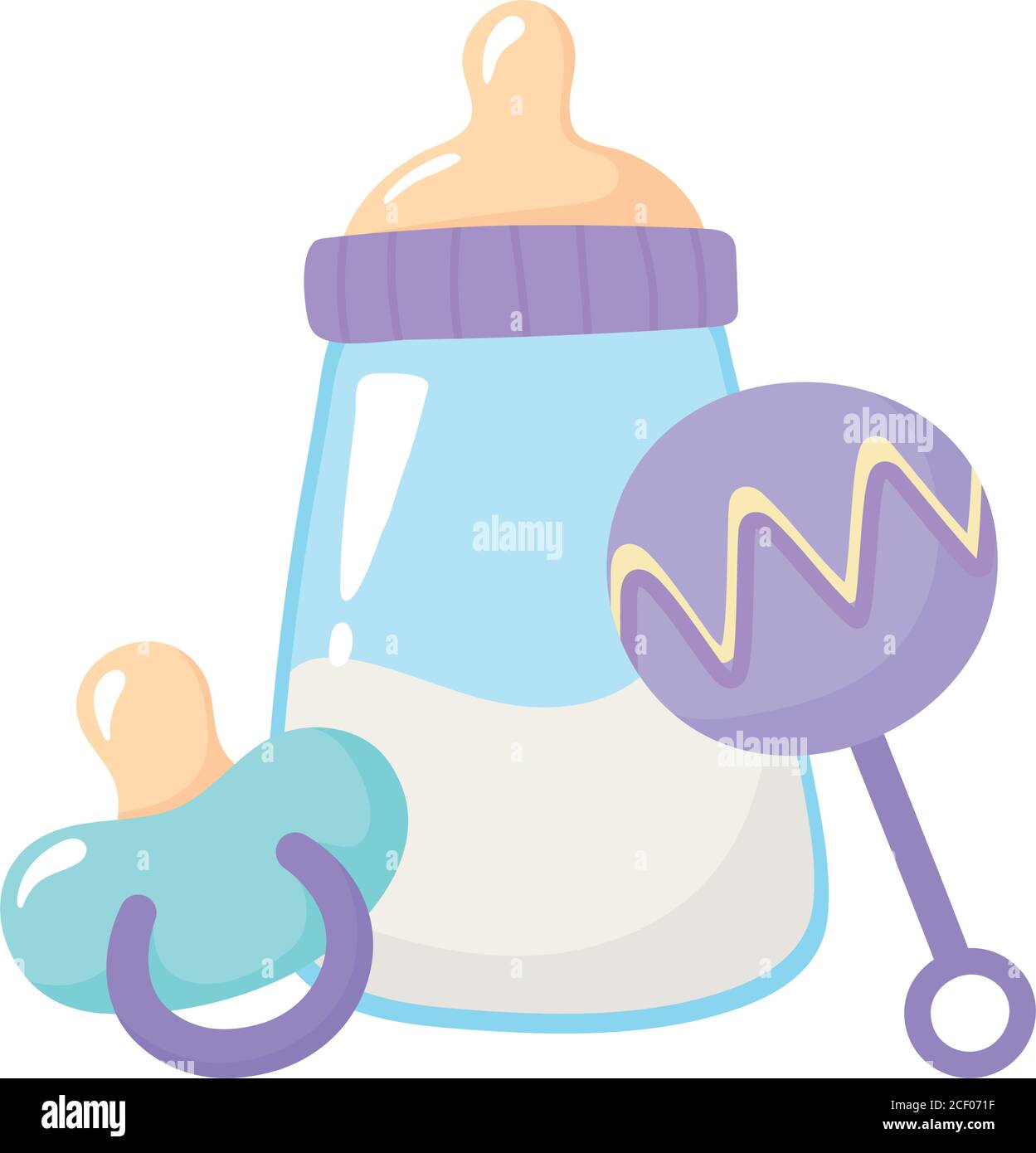 baby shower, duck rattle and bottle milk, celebration welcome newborn ...