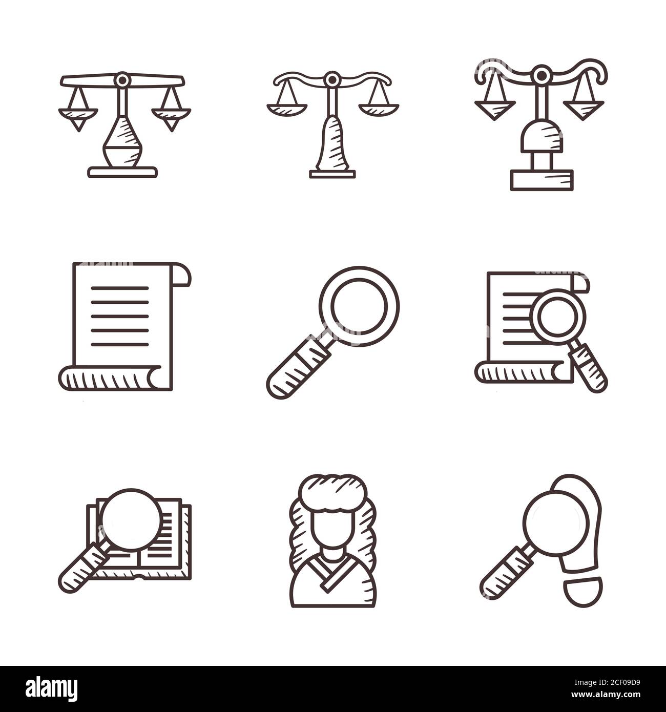 line style icon set design, Law justice legal judgment and judical ...