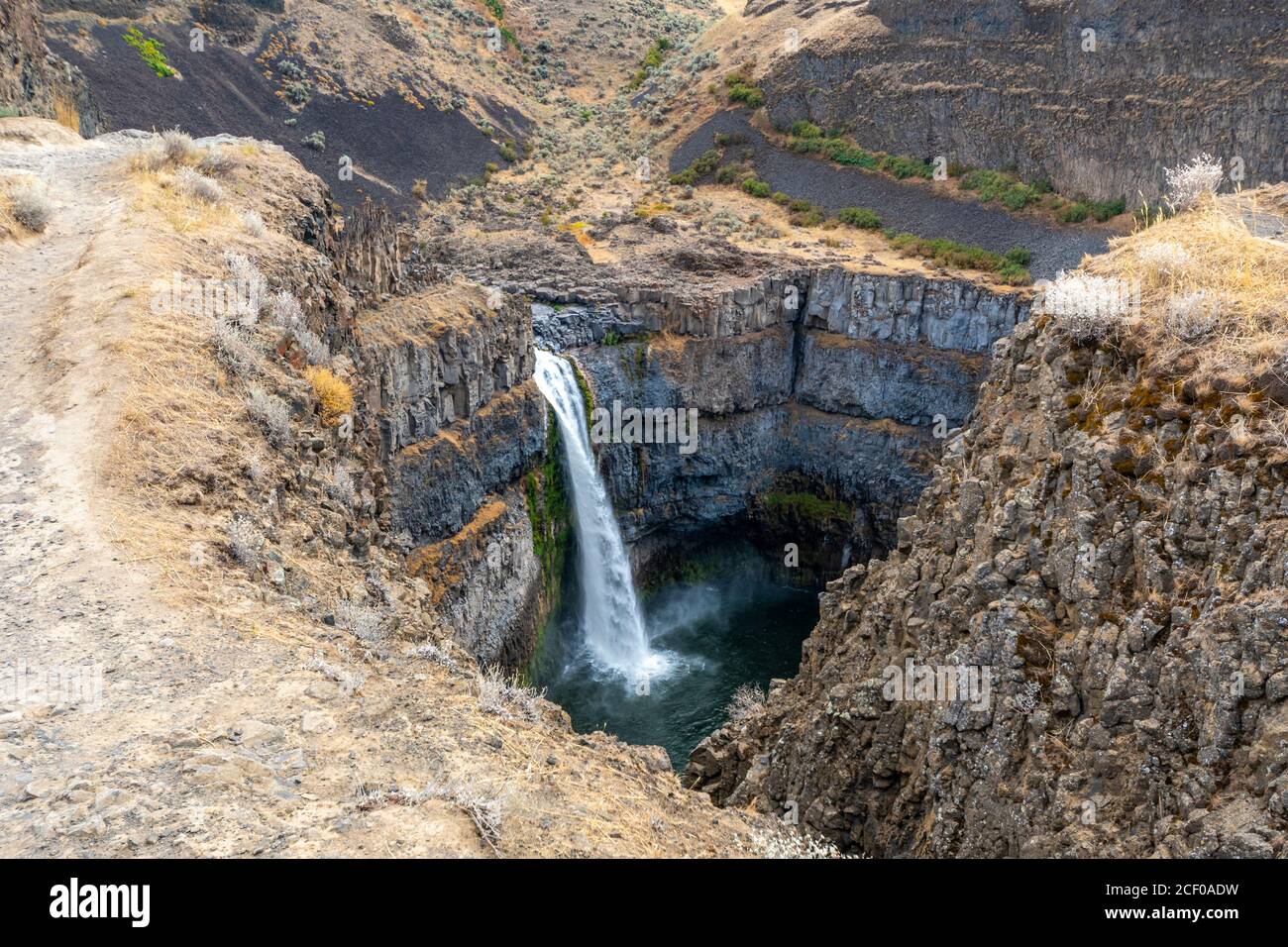 View from a trail above the Palouse Falls State Park waterfall in Franklin County, Washington, USA Stock Photo
