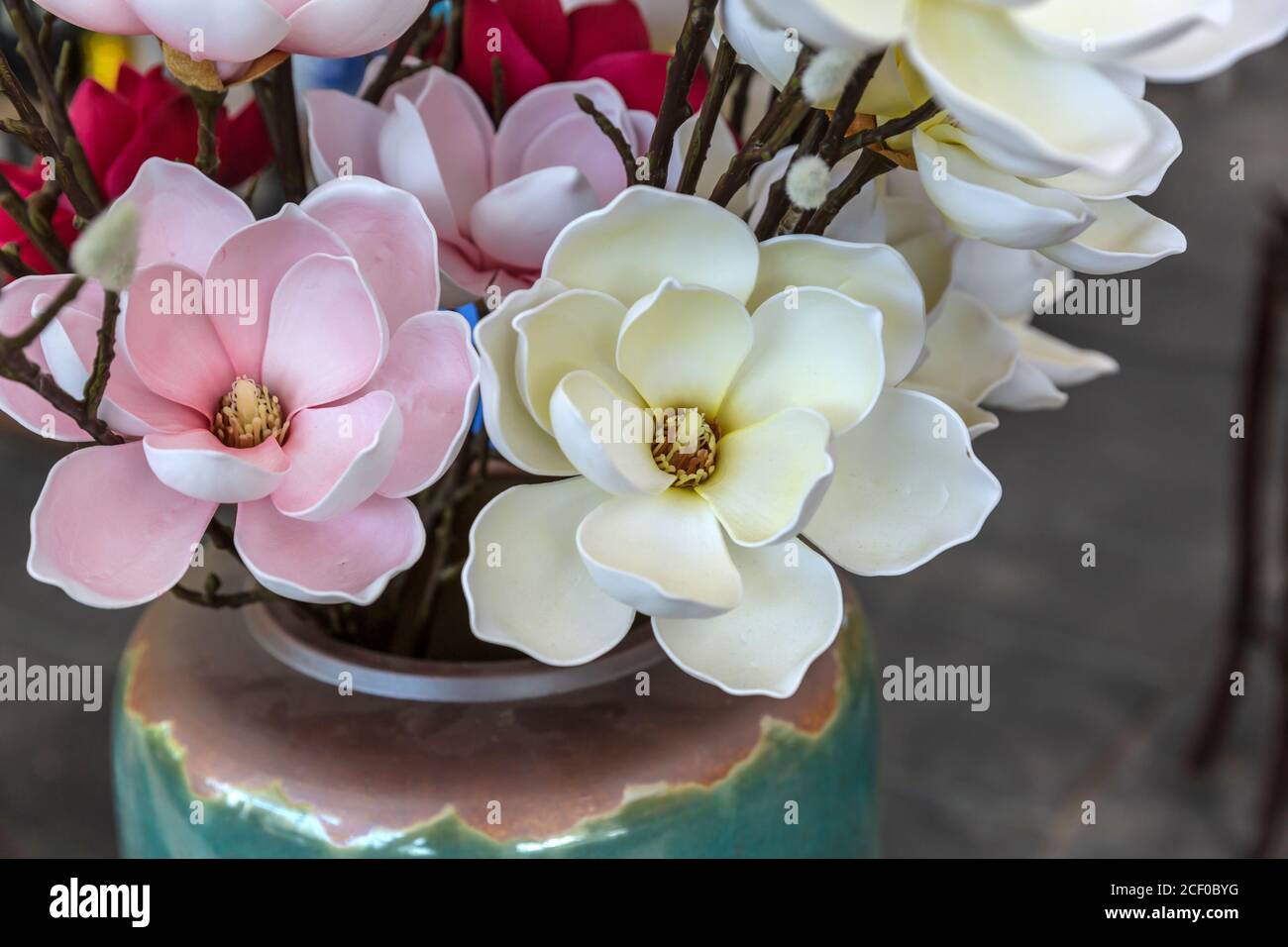 Handmade fake flowers for interior decoration Stock Photo Alamy