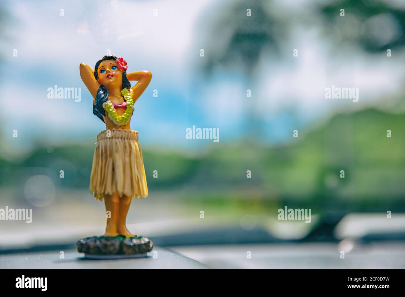 Hula doll on Hawaii car road trip travel vacation Stock Photo