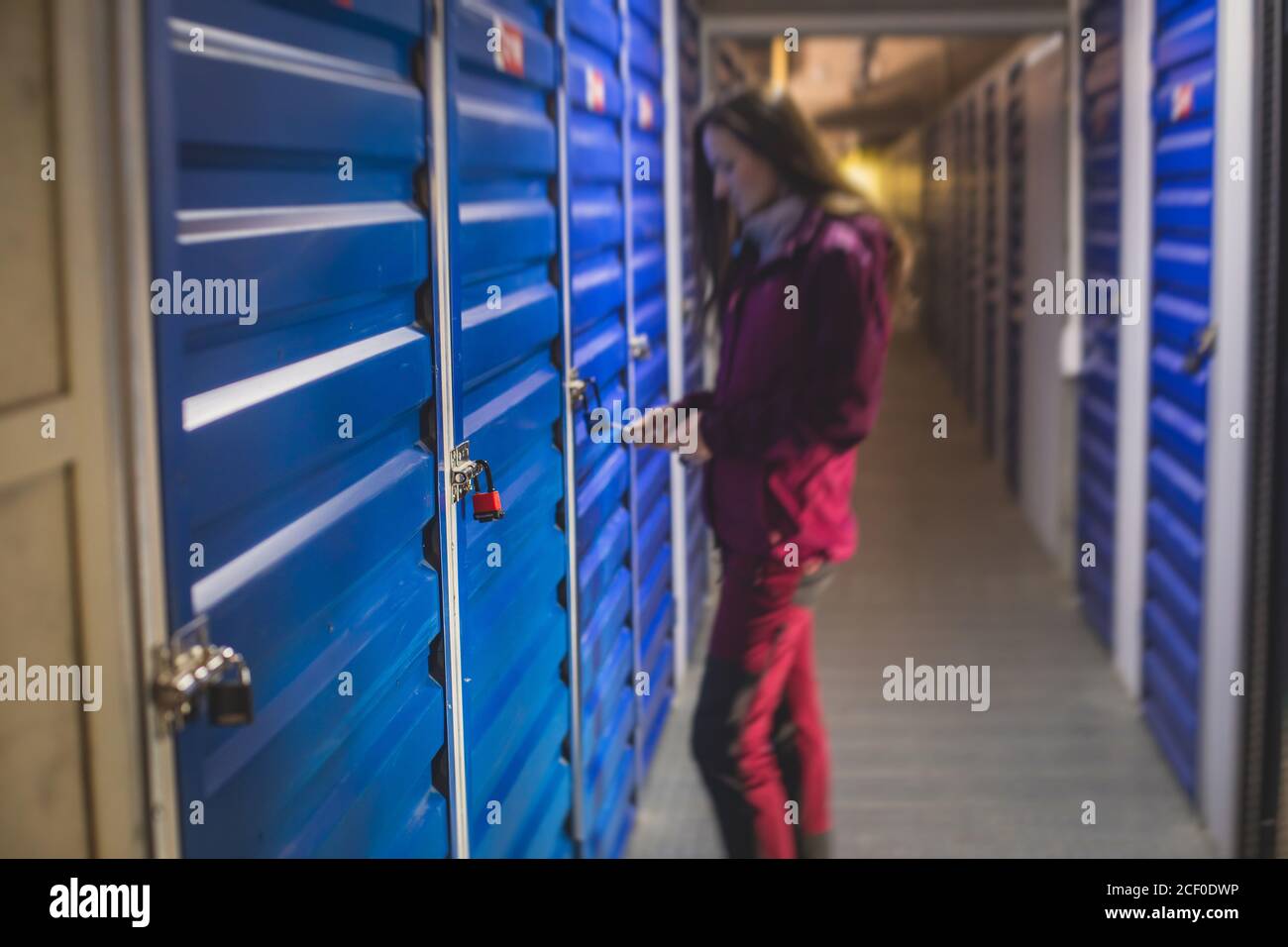 View of self storage warehouse, process of keeping and storing the