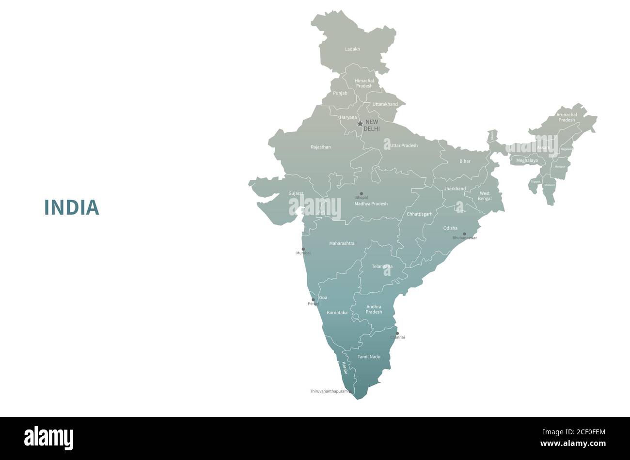India vector map. Country Map Green Series. Stock Vector