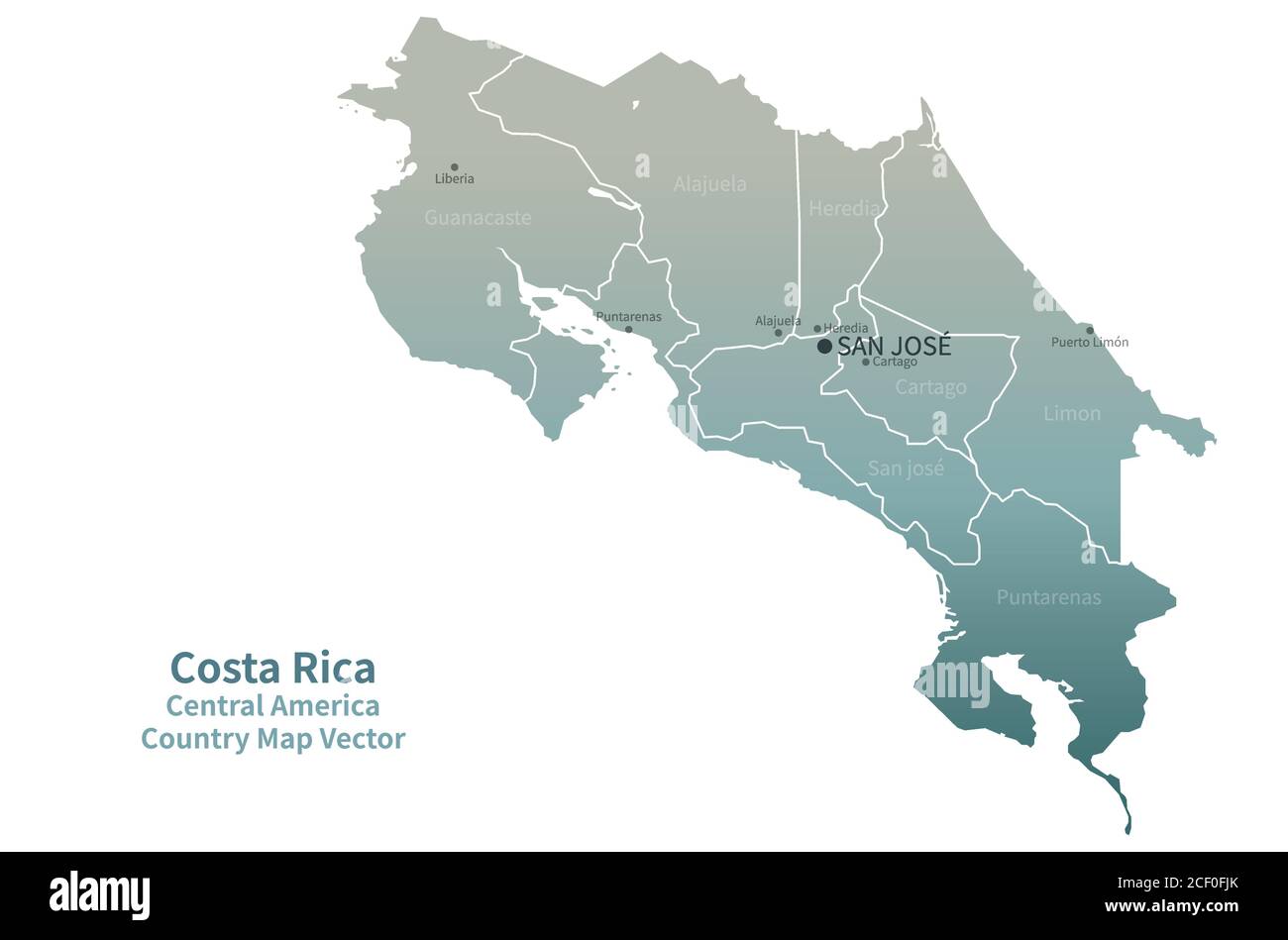 Costa Rica vector map. Country Map Green Series. Stock Vector