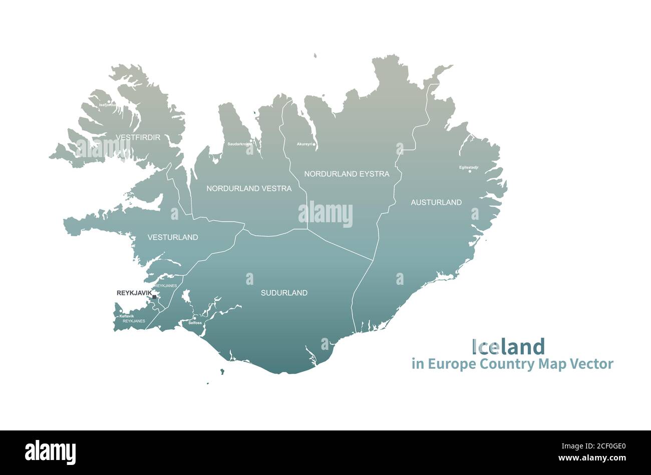 Iceland vector map. European Country Map Green Series. Stock Vector