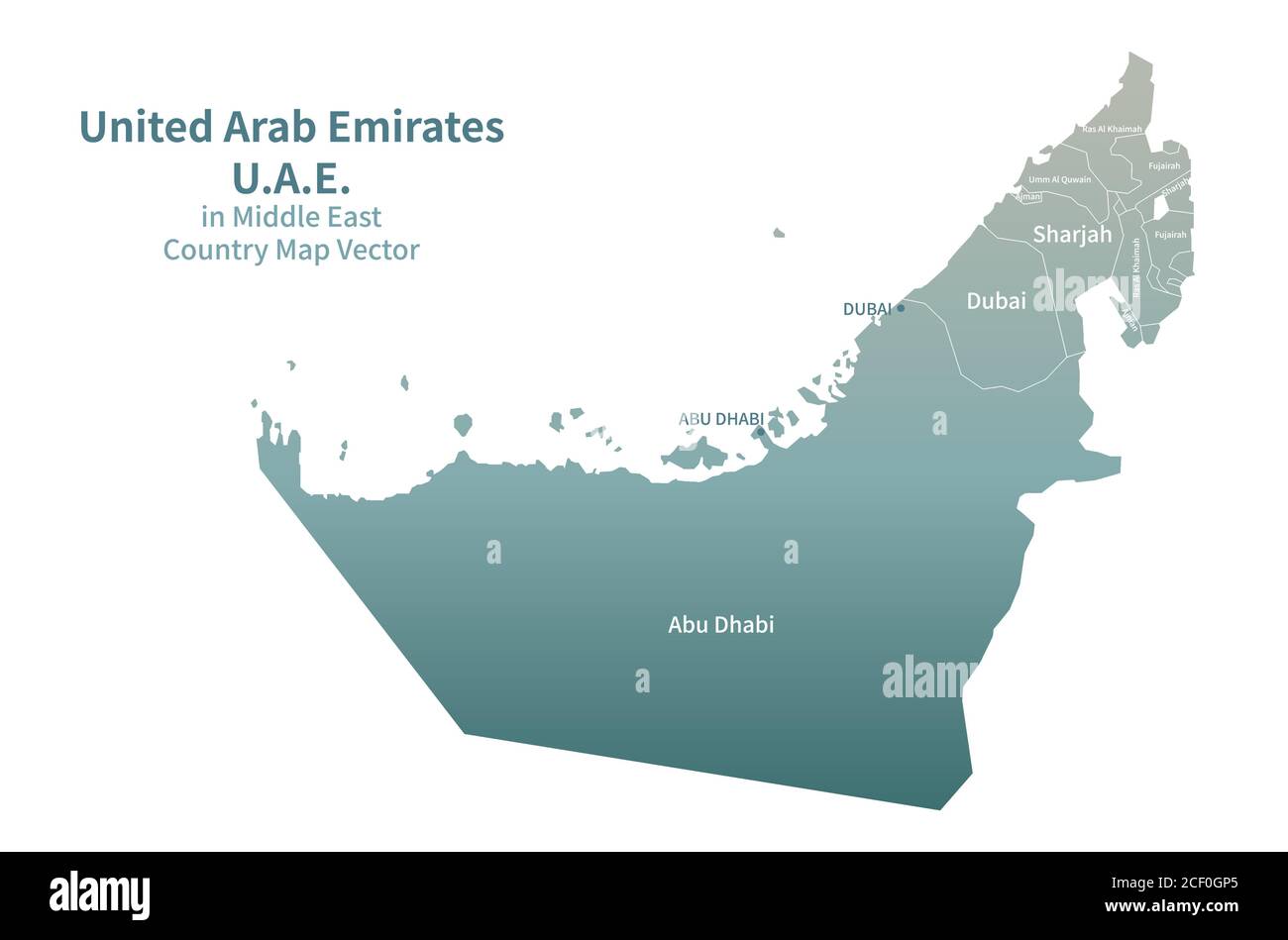 United Arab Emirates vector map. Middle East Country Map Green Series. Stock Vector