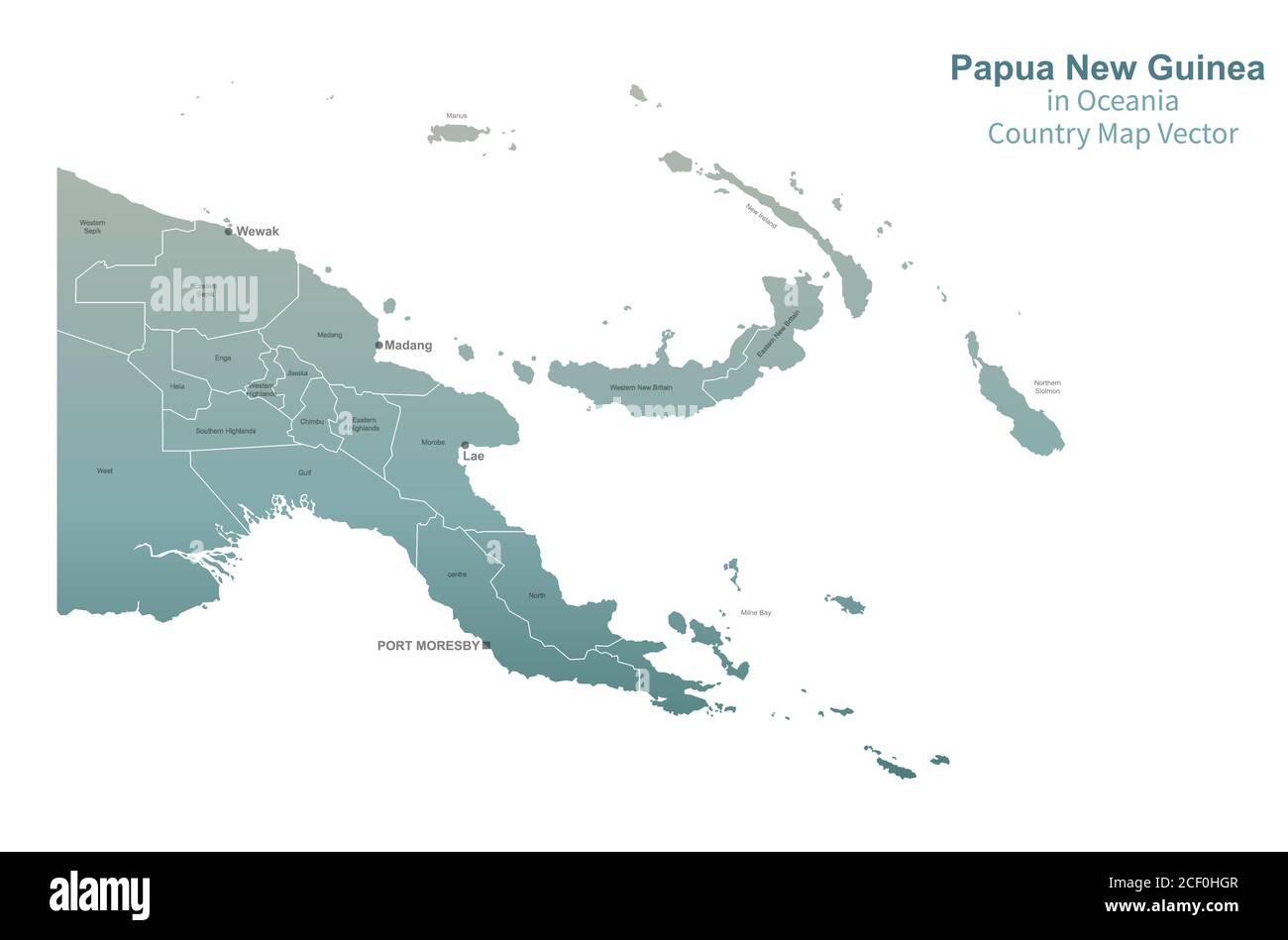 Papua New Guinea Vector map. South Pacific Country map. Stock Vector