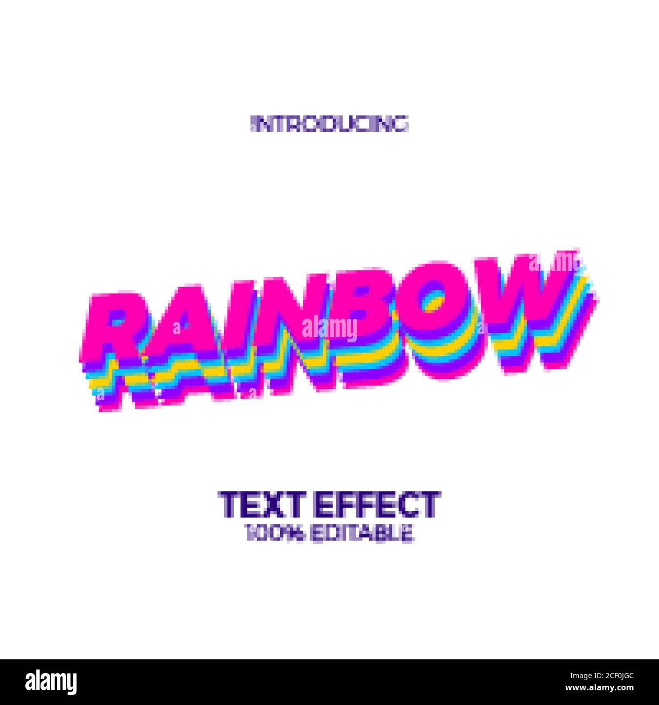 3d rainbow colorful neon editable adobe illustrator text effect. modern and future head title Stock Vector