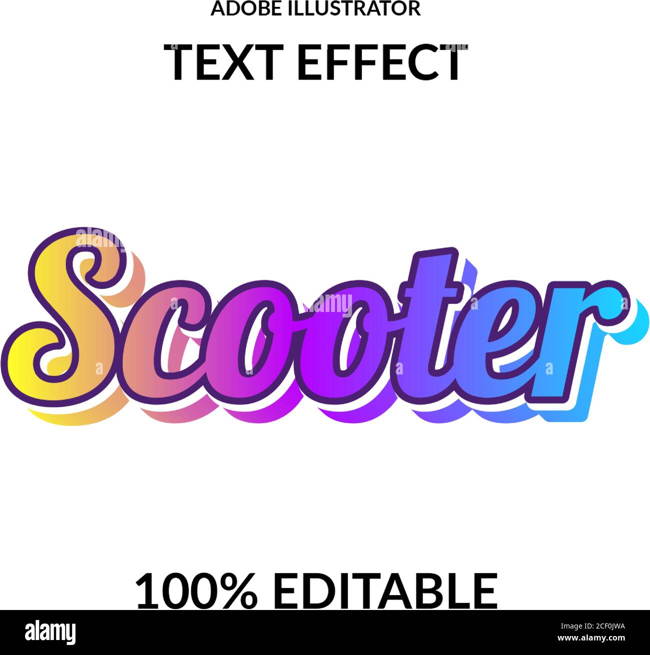 modern gradient vivid color script font adobe illustrator text effect
