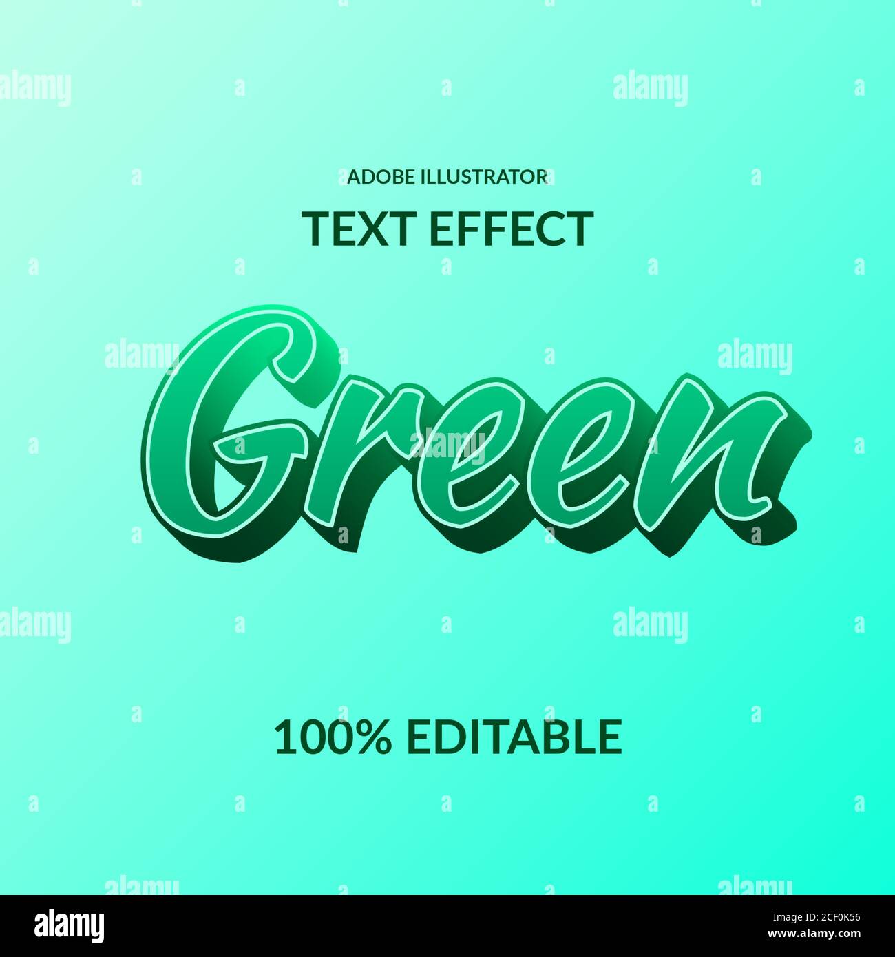 Modern script font 3D green gradient editable text effect eps file ...