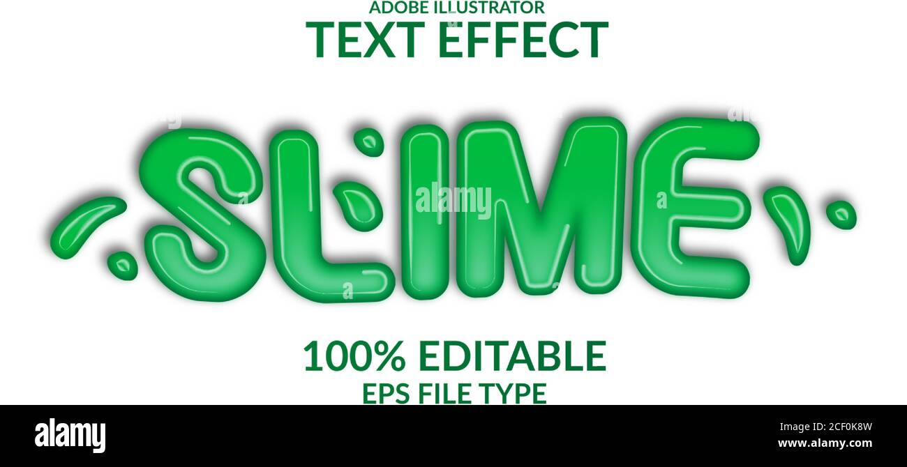 3d green slime gradient text effect. liquid editable font adobe illustrator. radioactive gross style Stock Vector