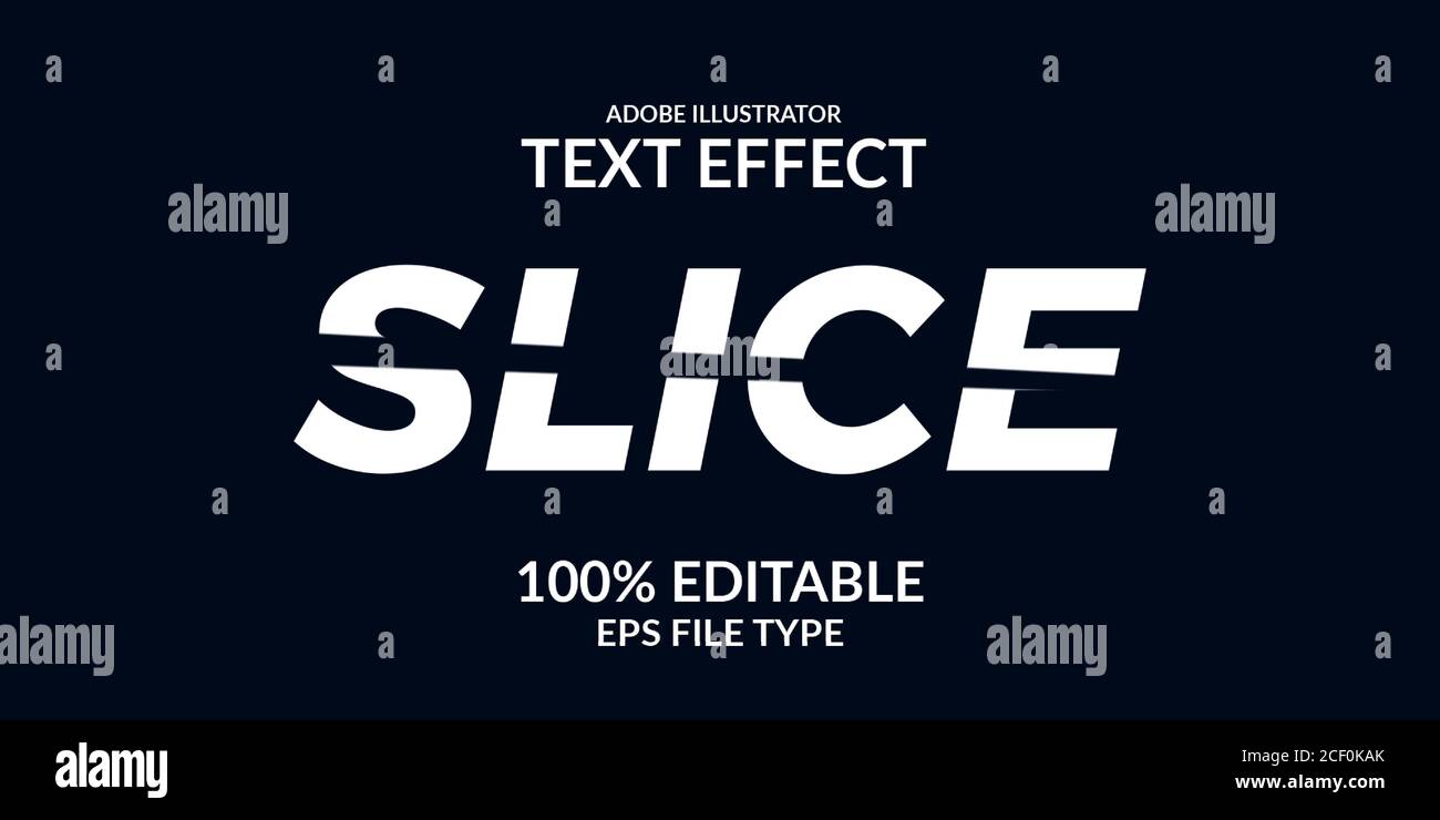 split cut slice editable font text effect adobe illustrator for urban retro style Stock Vector