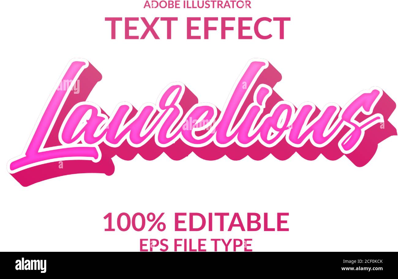 pink script feminine adobe illustrator text effect. girly editable text
