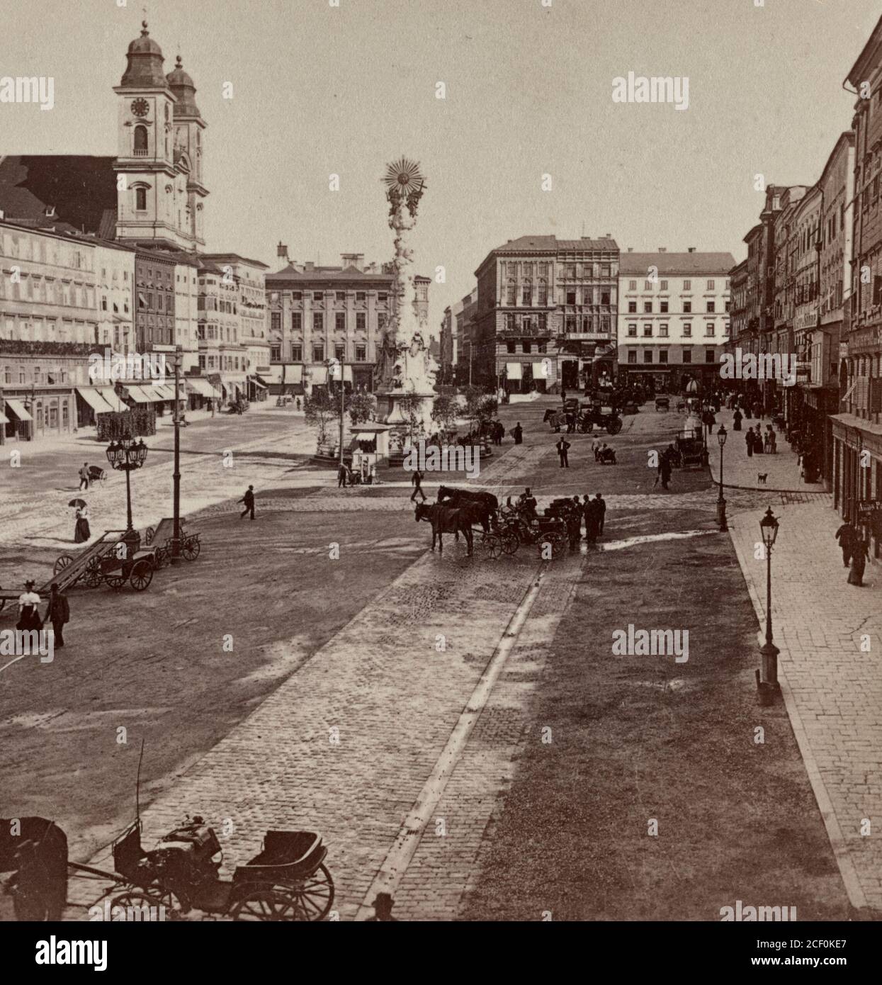 Franz-Josefs Square, Linz, Austria, 1898 Stock Photo