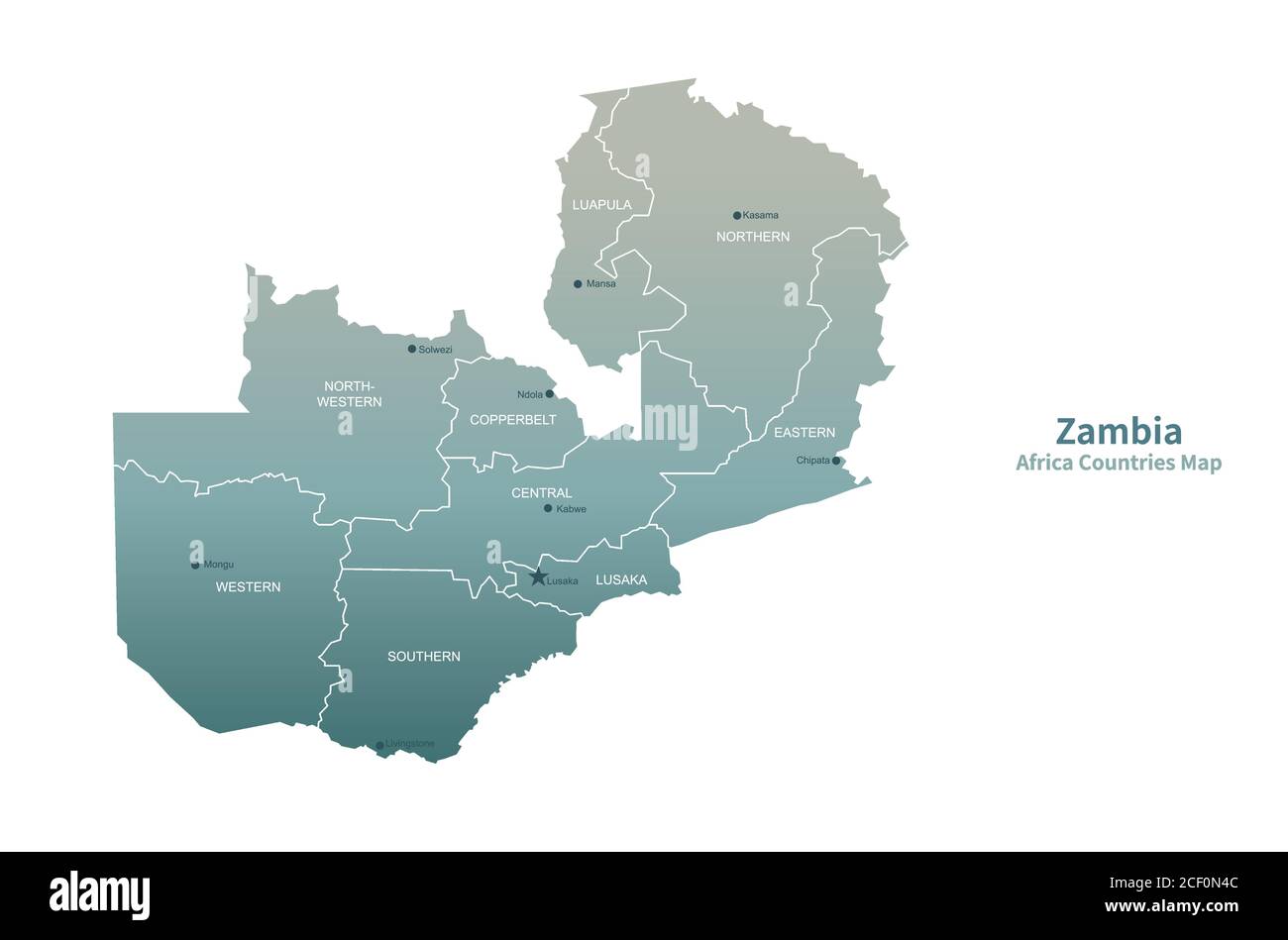 Zambia Vector map. African Countries map. Stock Vector