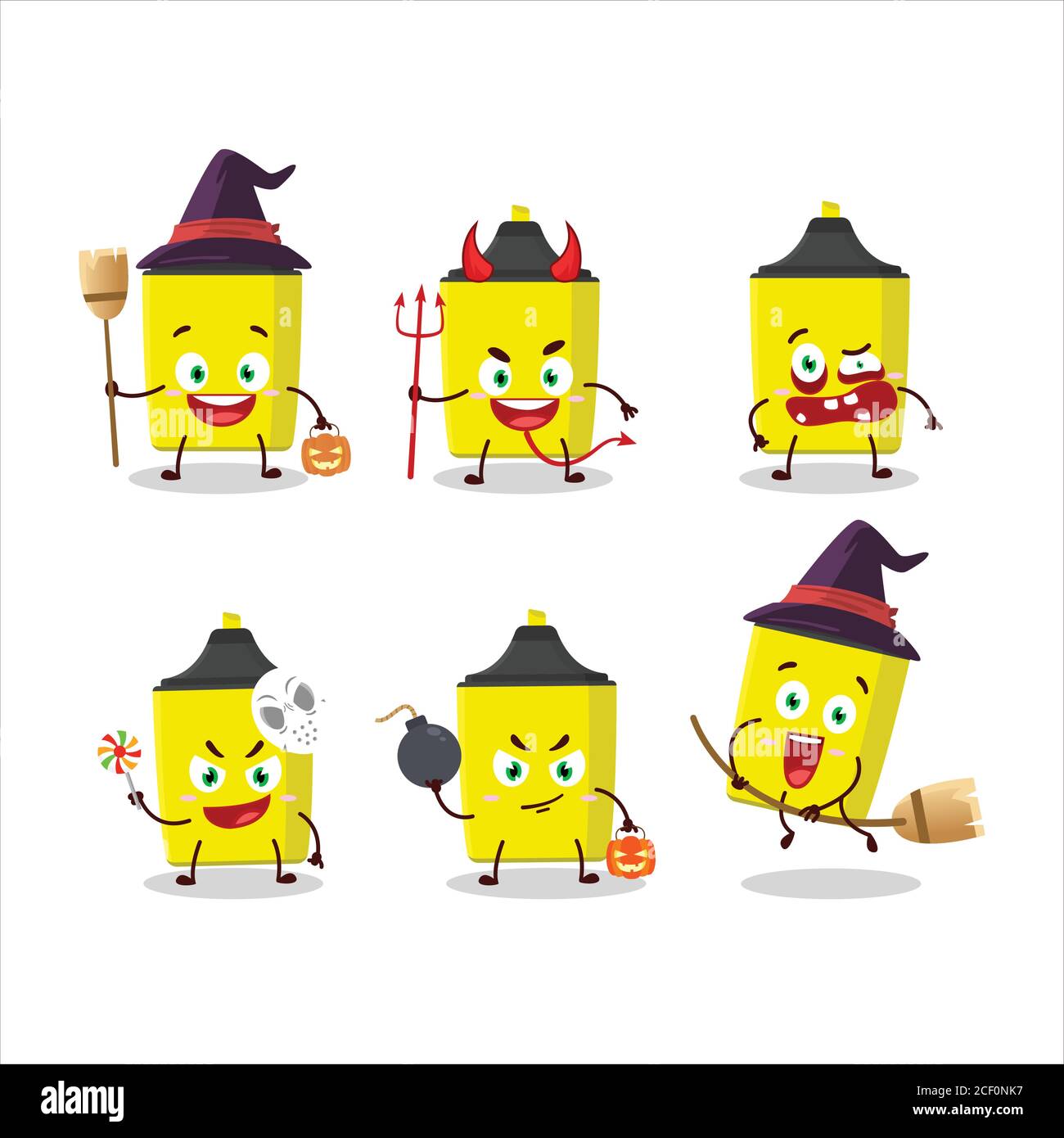 Halloween expression emoticons with cartoon character of yellow ...