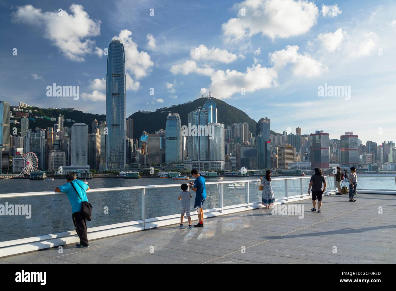 Skyline of Hong Kong Island from Harbour City, Hong Kong Stock Photo