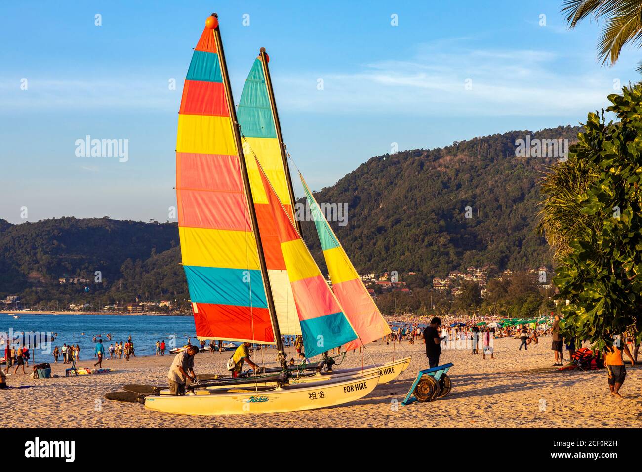 Sailing boat for hire on Patong Beach, Phuket, Thailand Stock Photo