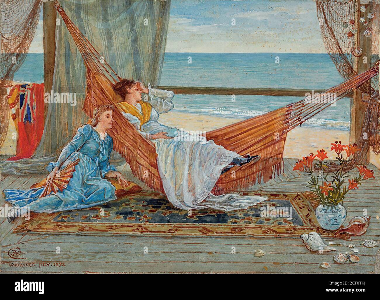 Crane Walter - in the Beach House - British School - 19th  Century Stock Photo