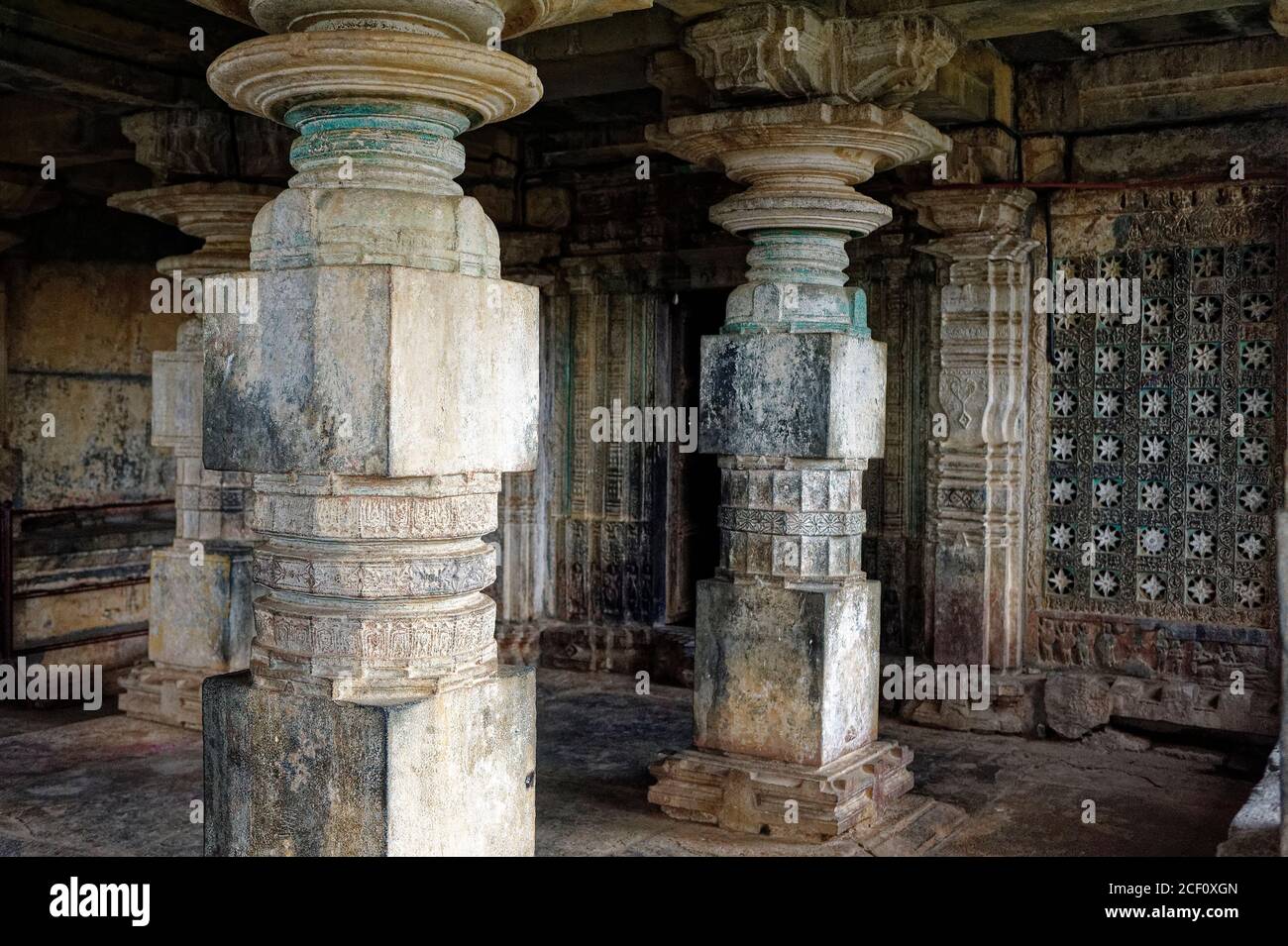 Decorative Stone pillars of Someshwara temple Stock Photo Alamy