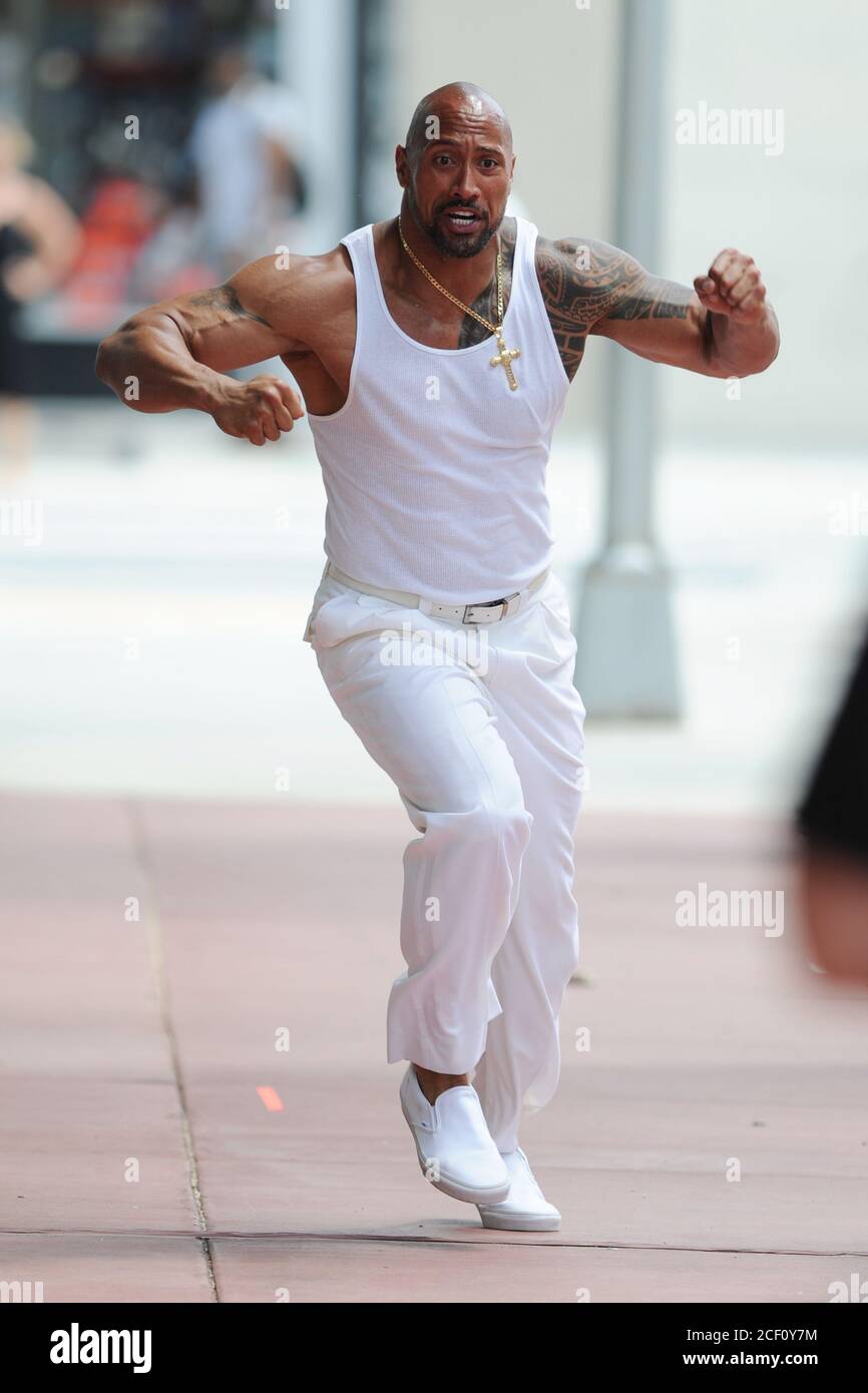 Miami, United States Of America. 13th Apr, 2012. MIAMI, FL - APRIL 14:  Dwayne Johnson on the set of the new movie Pain and Gain which is directed  by Michael Bay .