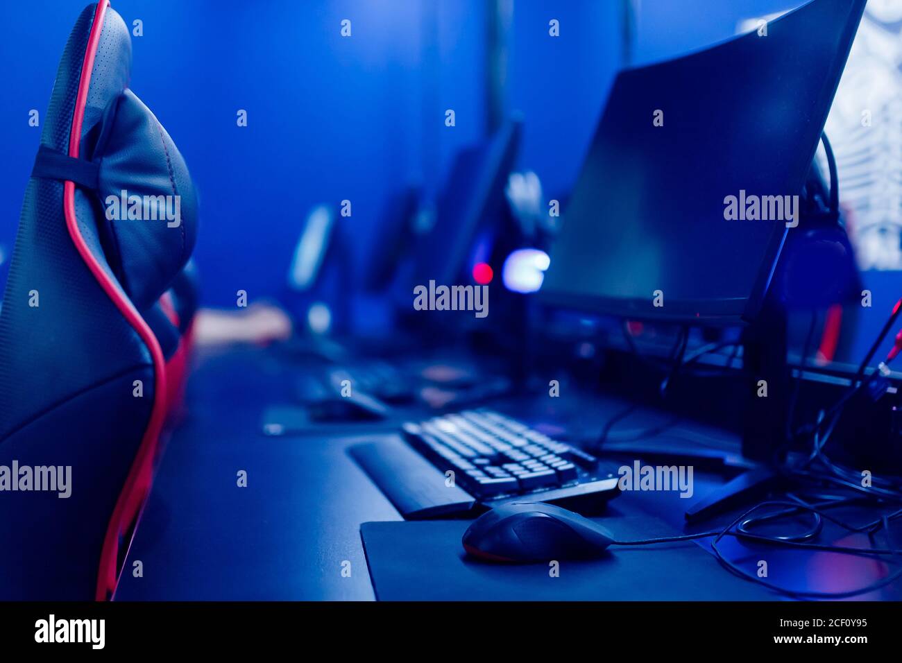Professional gamers cafe room with powerful personal computer game ...