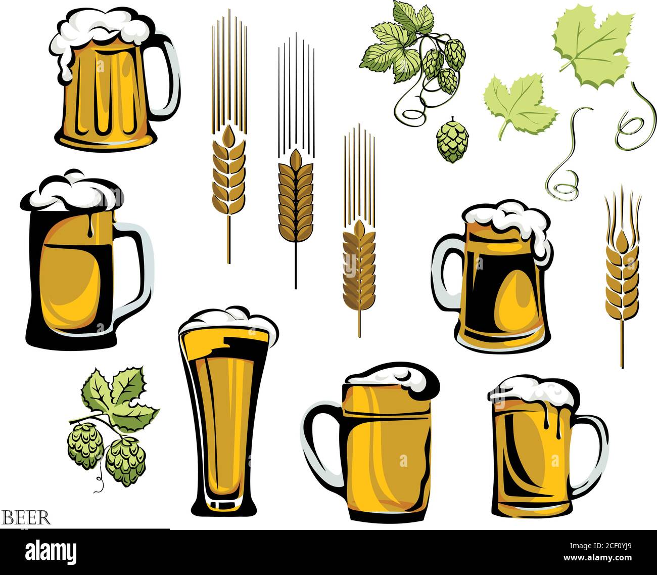 beer, beer mug, logo, hop, vector, illustration, elements of graphic registration Stock Vector