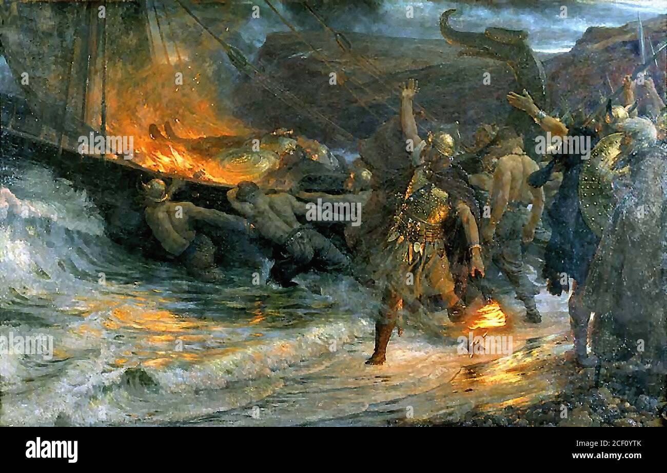 Viking Funeral Pyre Cartoon