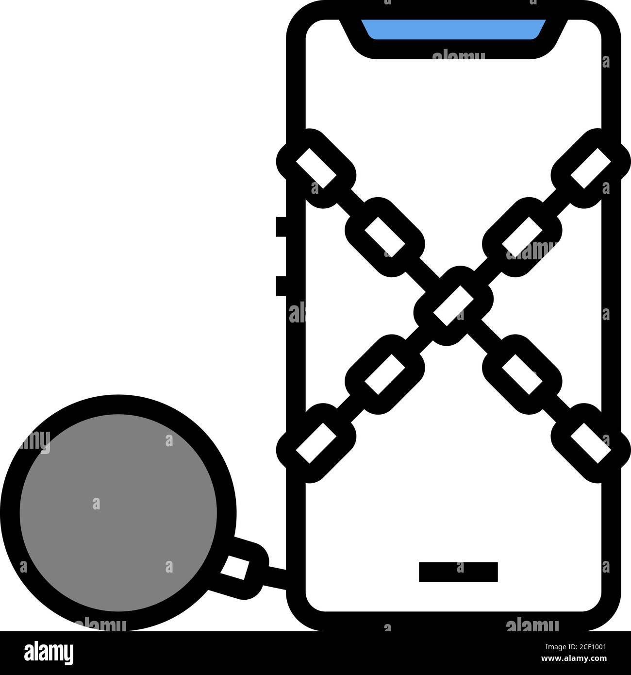 mobile phone with chain and core color icon vector illustration Stock ...