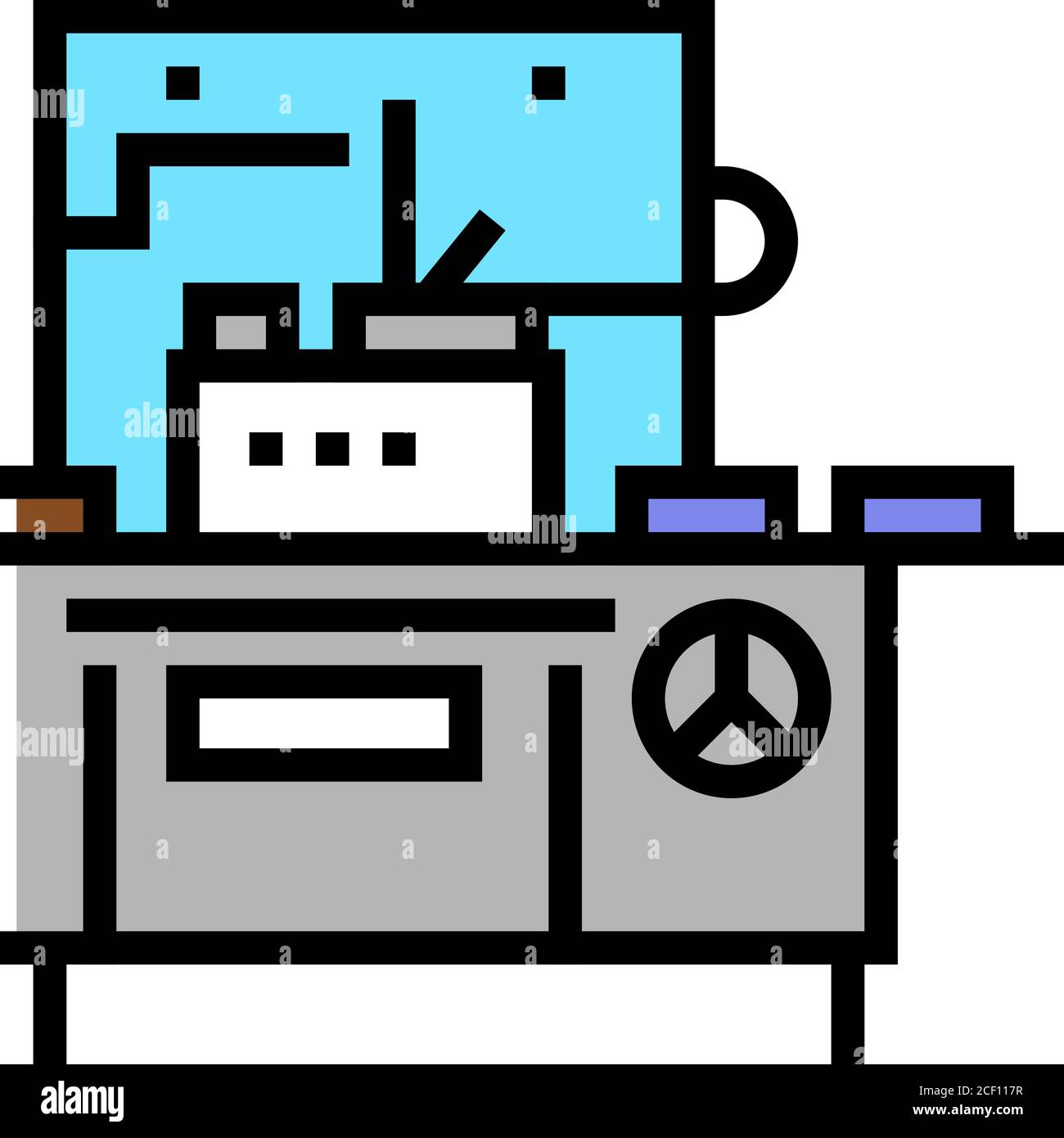 chocolate prepare automatical machine color icon vector illustration ...