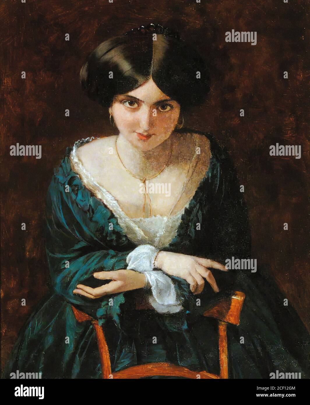 Lady green dress painting hi-res stock photography and images - Alamy