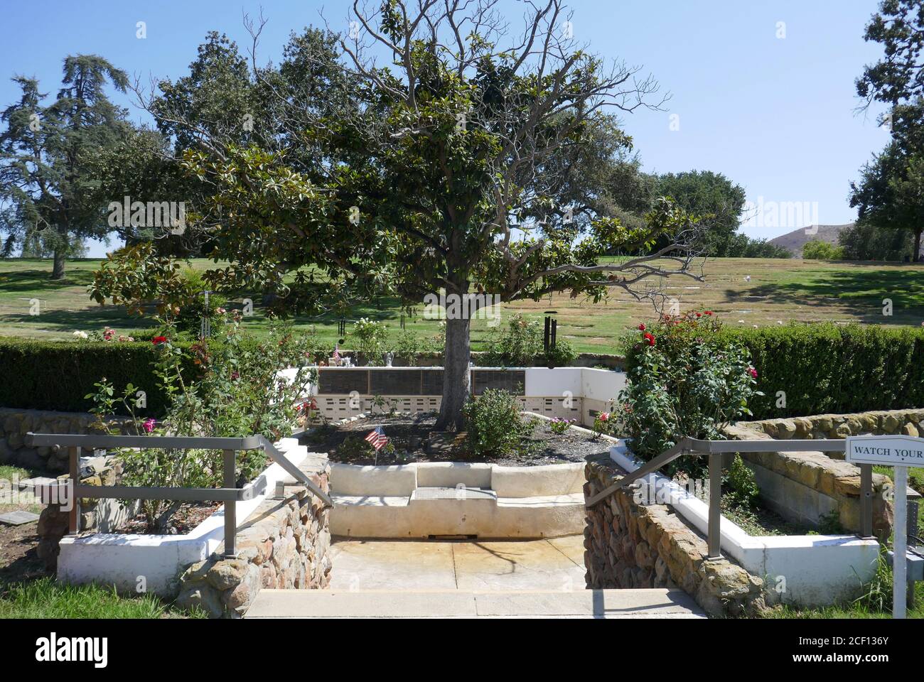 Westlake Village, California, USA 2nd September 2020 A general view of atmosphere of George O'Hanlon Grave (unmarked, ashes scattered here) at Pierce Brothers Valley Oaks Memorial Park on September 2, 2020 in Westlake Village, California, USA. Photo by Barry King/Alamy Stock Photo Stock Photo