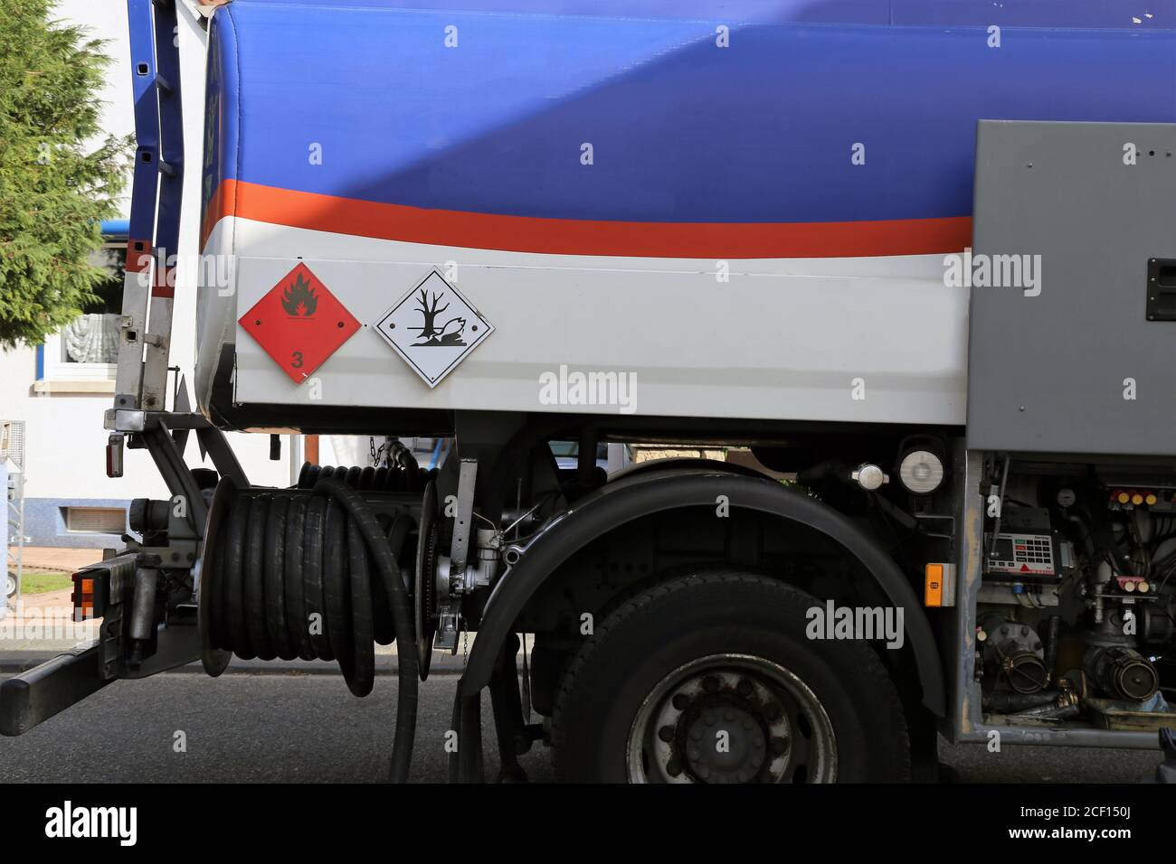 Close up of a truck delivering straight heating oil Stock Photo