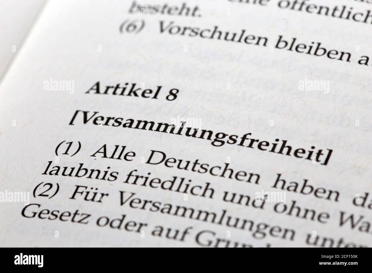 German Basic Law Article 8, Freedom of assembly (Versammlungsfreiheit) Stock Photo