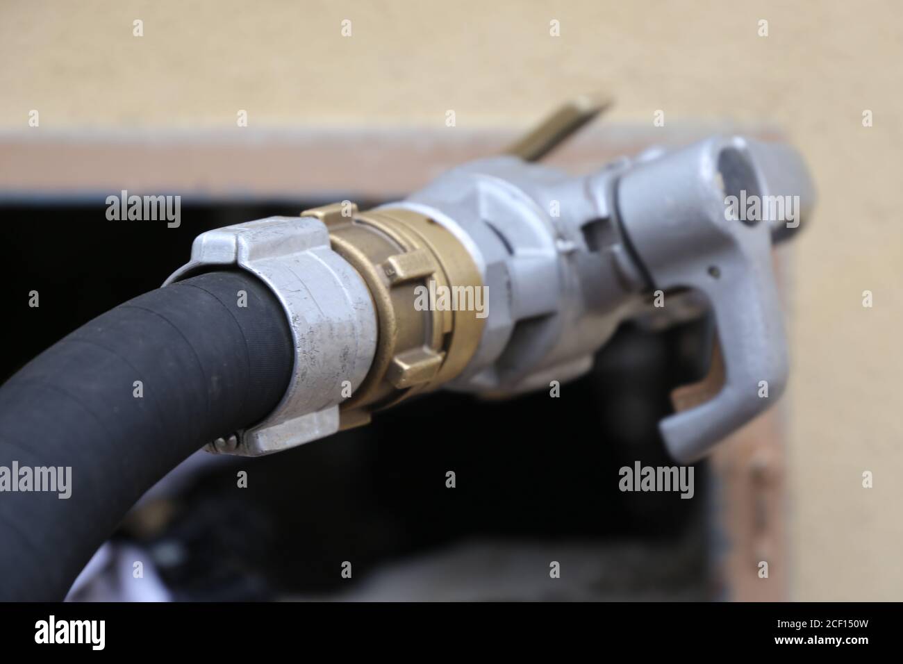 Close up of a truck delivering straight heating oil Stock Photo