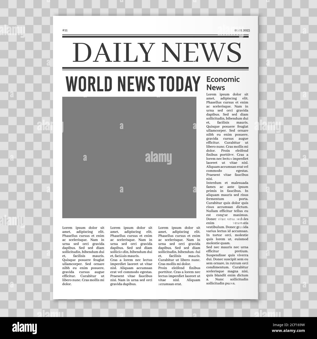 Newspaper pages template. News paper headline vector mockup. Tabloid journal simple background. Newsprint modern style Stock Vector