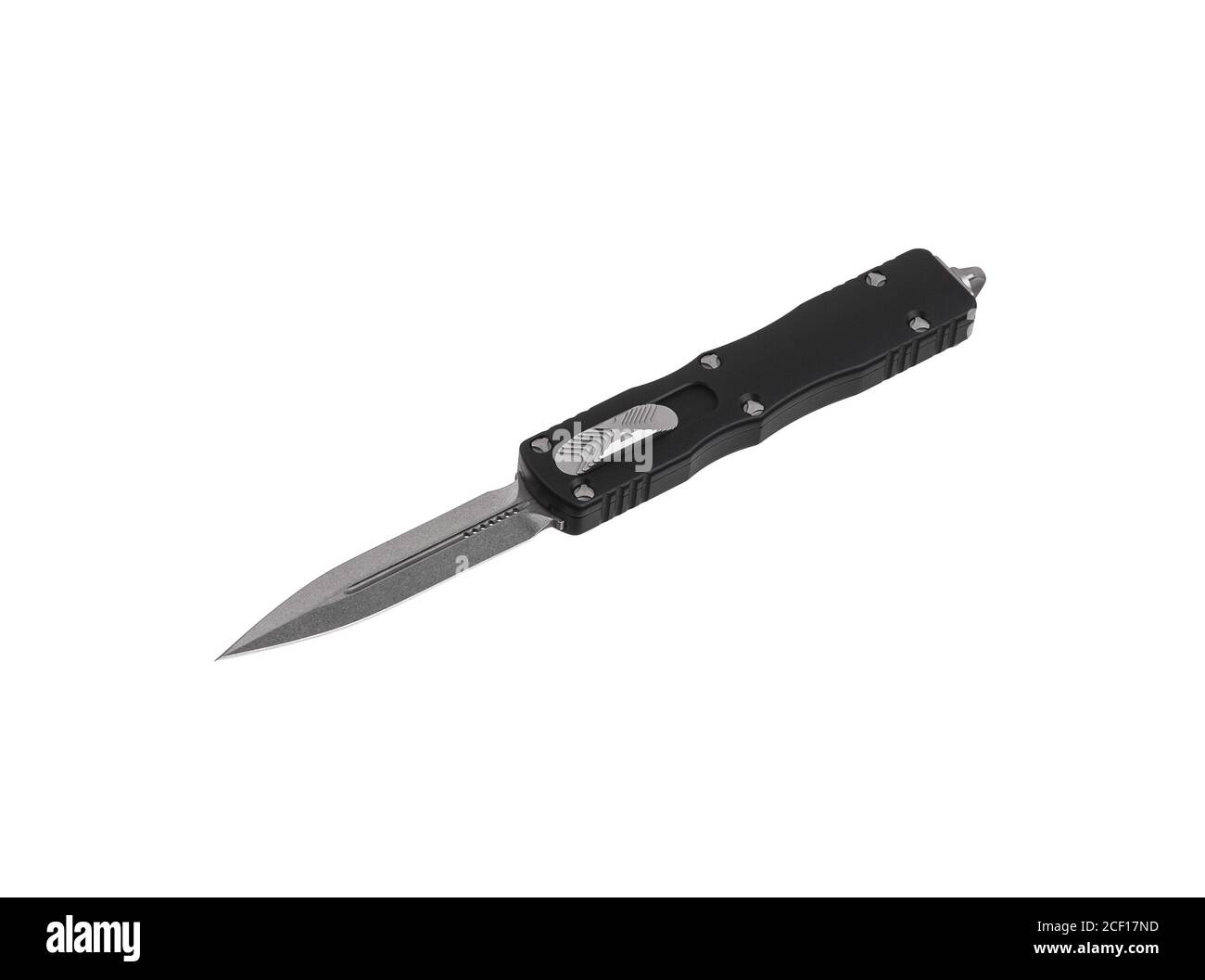 Switchblade (automatic) outthefront (OTF) knife with black handle and