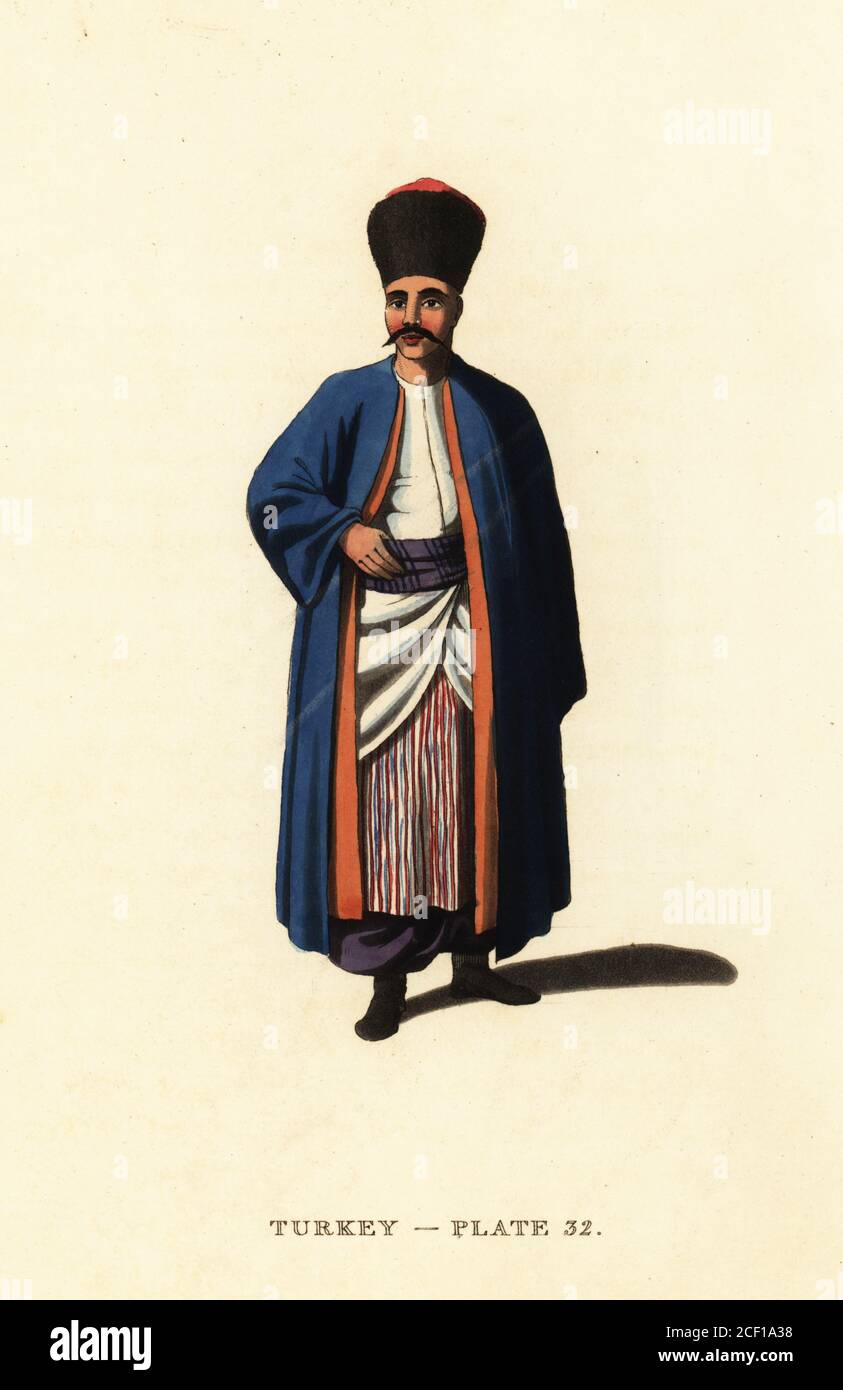 Armenian merchant of Pera, Constantinople. Handcoloured copperplate engraving after Octavian Dalvimart from William Alexander’s translation of Picturesque Representations of the Dress and Manners of the Turks, Thomas M’Lean, London, 1814. Stock Photo