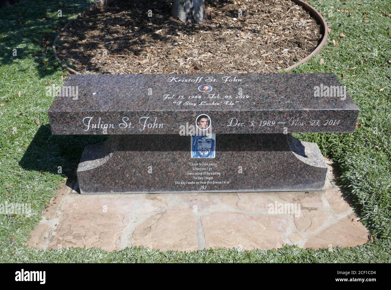 Westlake Village, California, USA 2nd September 2020 A general view of atmosphere of actor Kristoff St. John and his son Julian St. John's Graves in Garden of Reflections at Pierce Brothers Valley Oaks Memorial Park on September 2, 2020 in Westlake Village, California, USA. Photo by Barry King/Alamy Stock Photo Stock Photo
