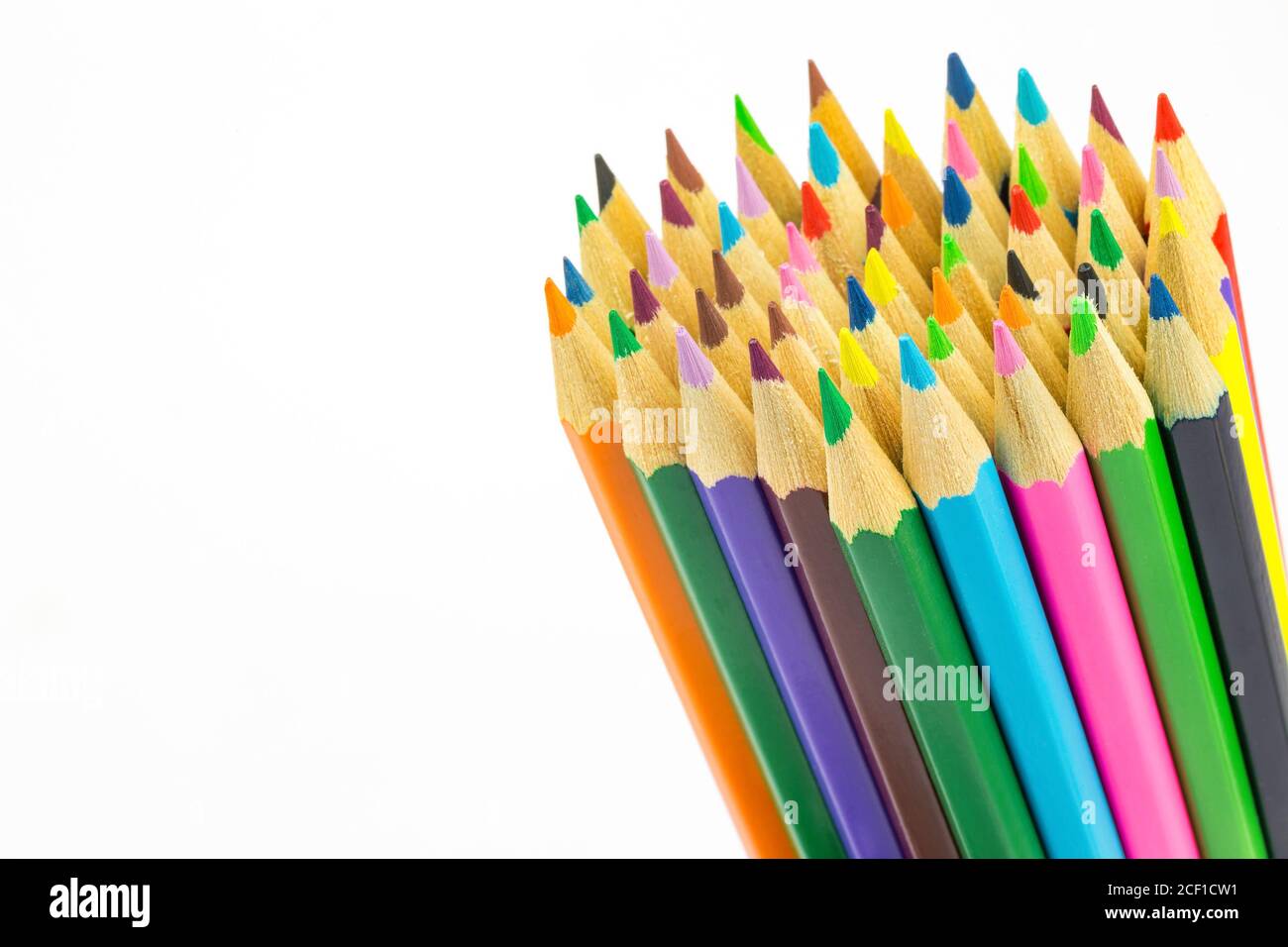 Bundle of colored pencils isolated on white background Stock Photo