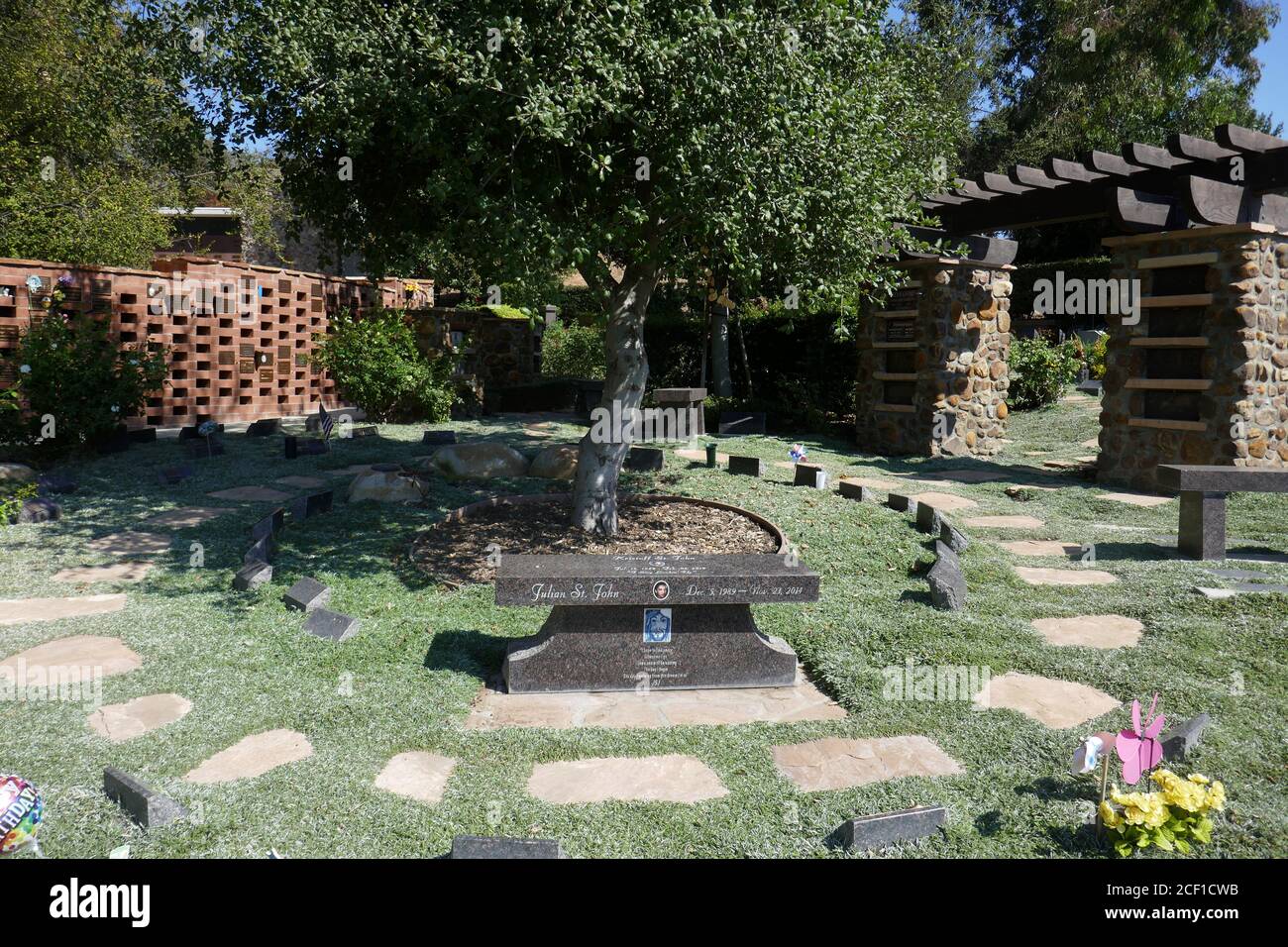 Westlake Village, California, USA 2nd September 2020 A general view of atmosphere of actor Kristoff St. John and his son Julian St. John's Graves in Garden of Reflections at Pierce Brothers Valley Oaks Memorial Park on September 2, 2020 in Westlake Village, California, USA. Photo by Barry King/Alamy Stock Photo Stock Photo