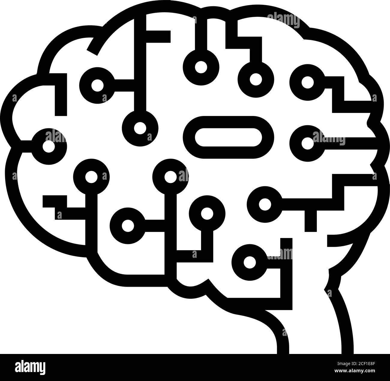 artificial intelligence brain line icon vector illustration Stock ...