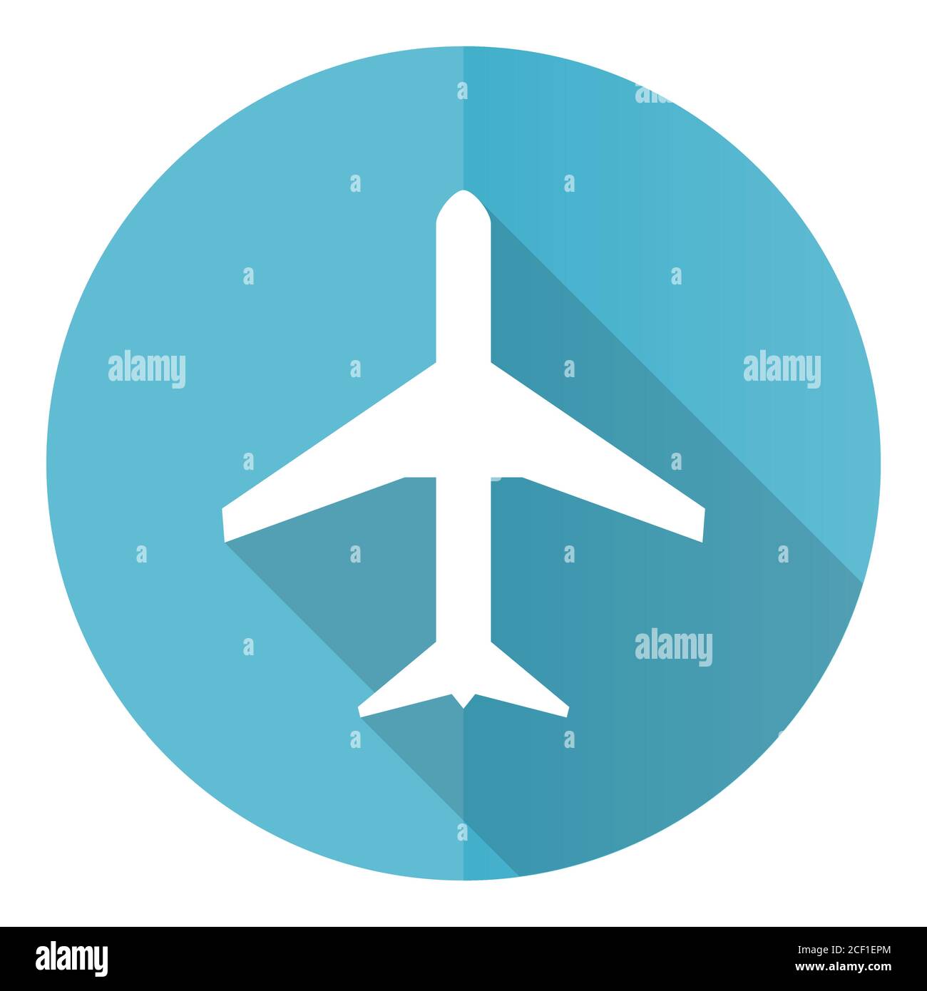 Plane vector icon, flight, airplane flat design blue round web button ...